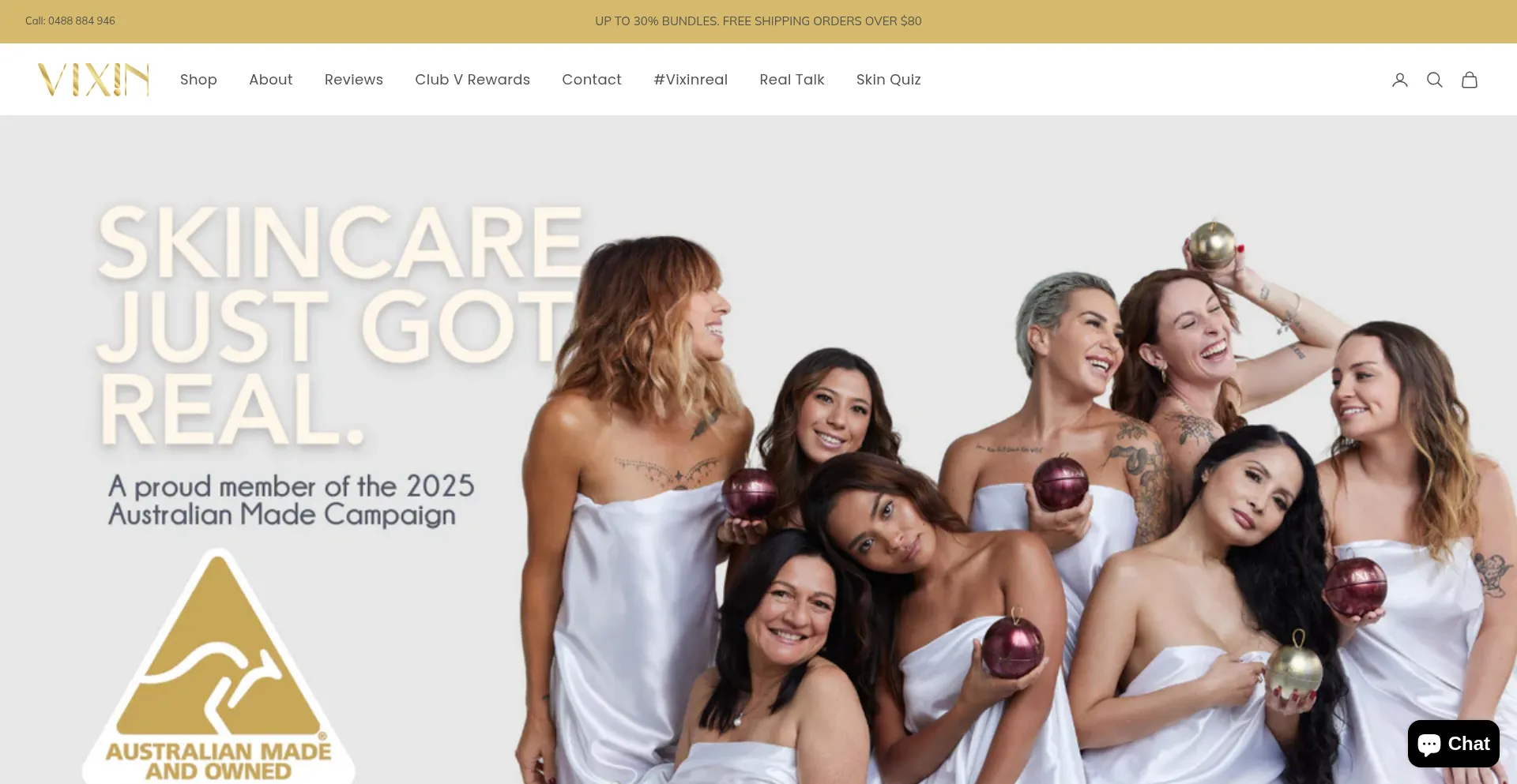 Website screenshot of Vixin.com.au