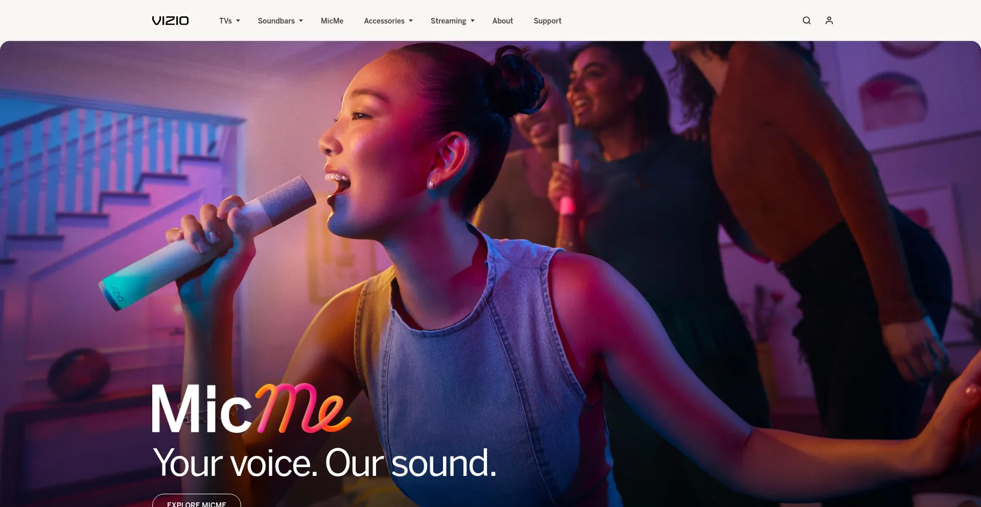 Website screenshot of Vizio.com