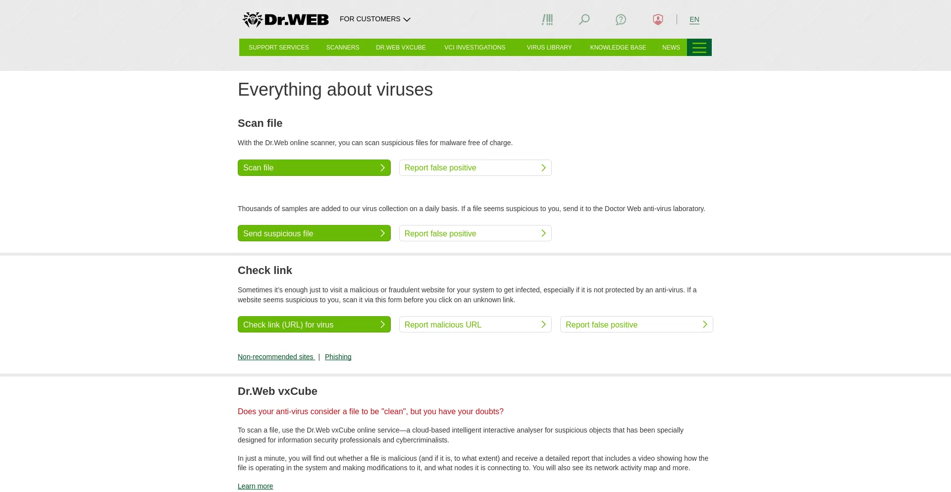 Website screenshot of Vms.drweb.com