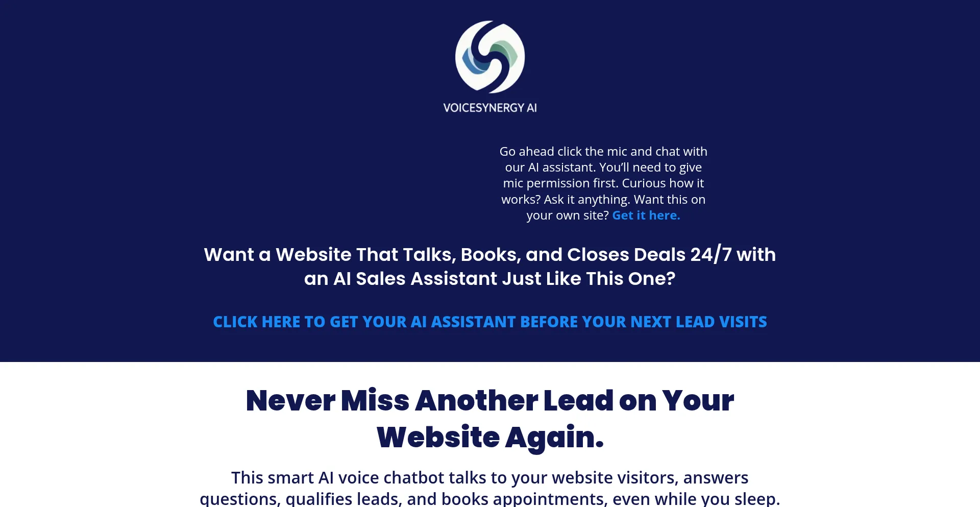 Website screenshot of Voicesynergyai.com