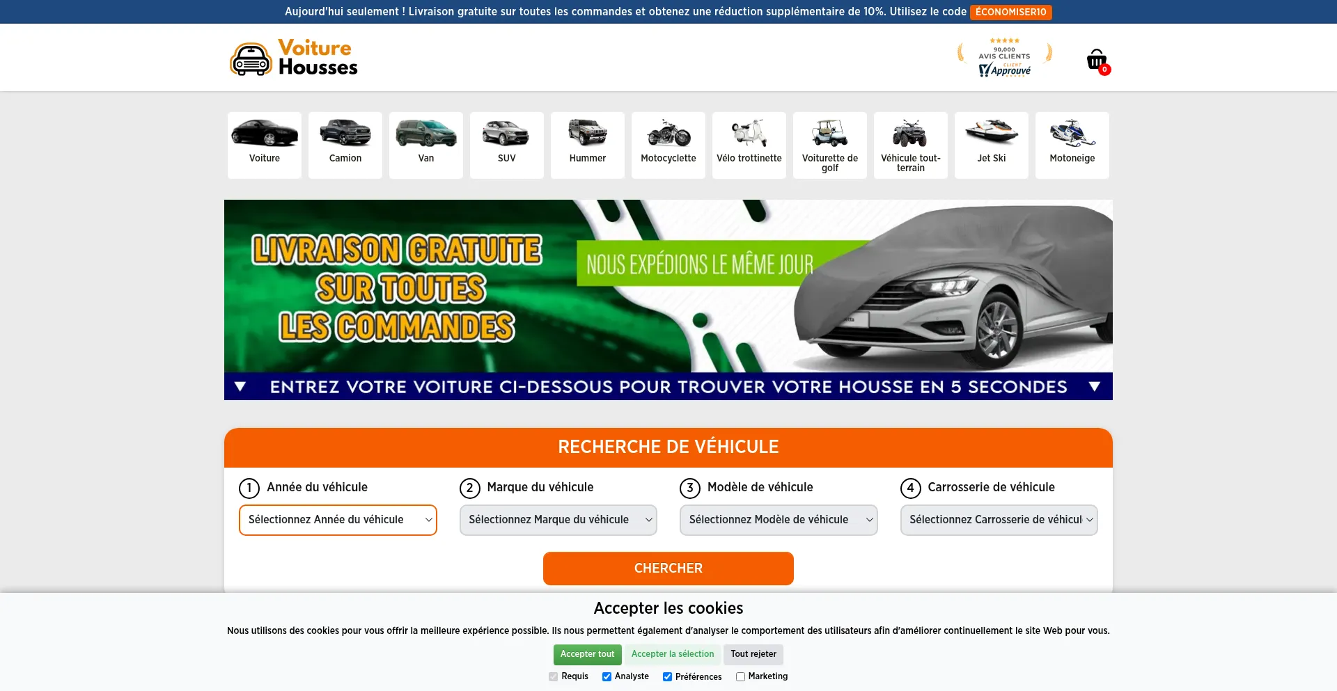 Website screenshot of Voiturehousses.com