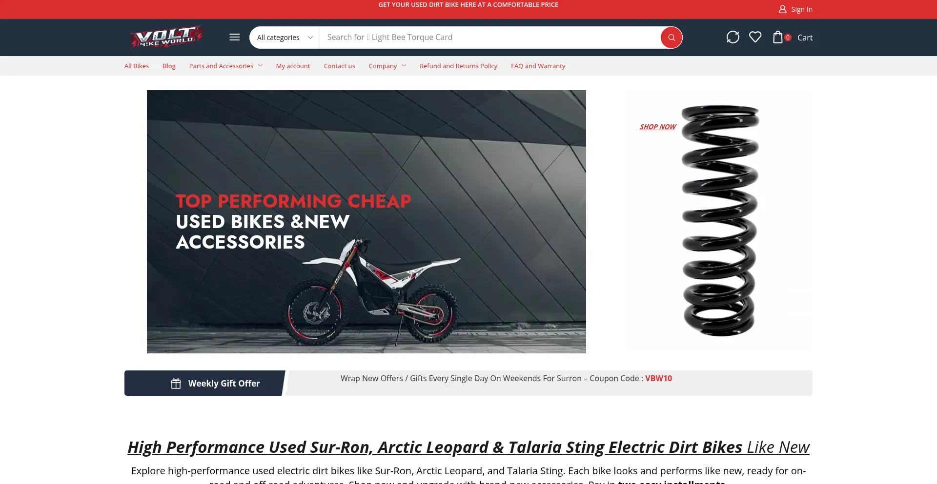 Website screenshot of Voltbikeworld.com