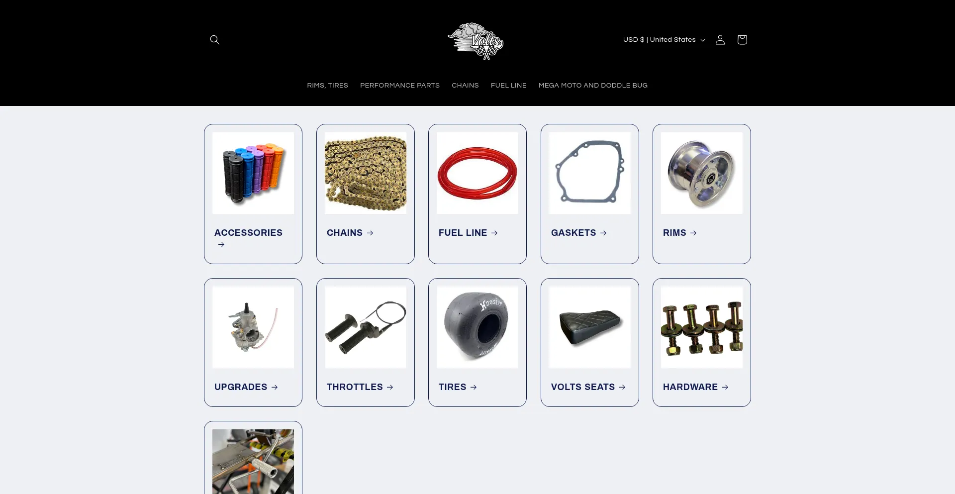 Website screenshot of Voltsminibikes.com