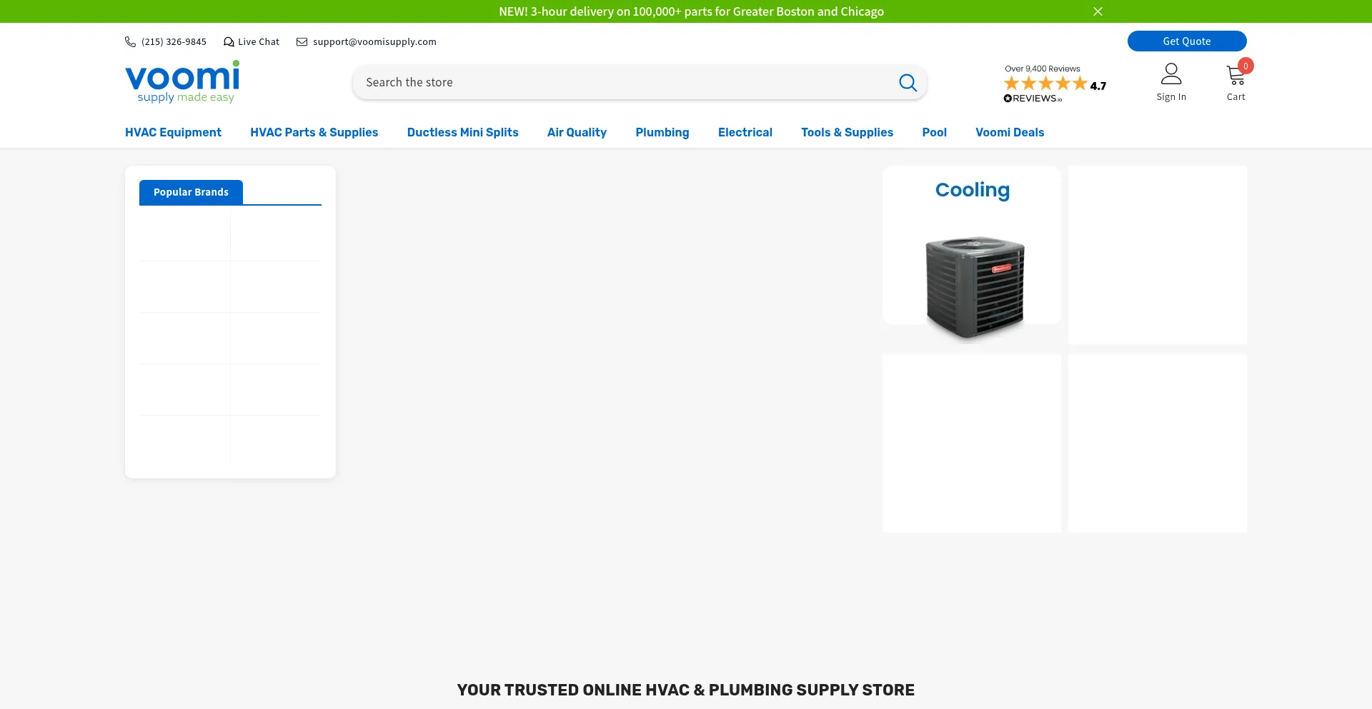 Website screenshot of Voomisupply.com