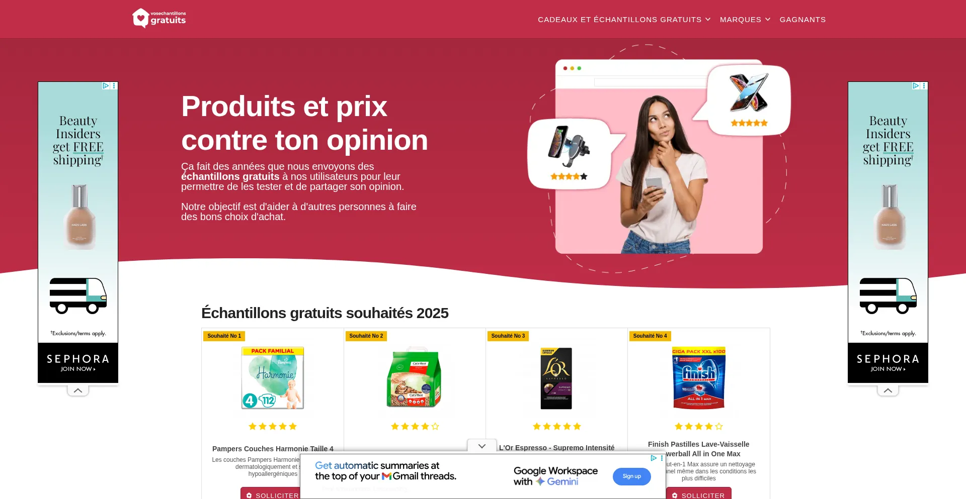 Vosechantillonsgratuits.com Screenshot