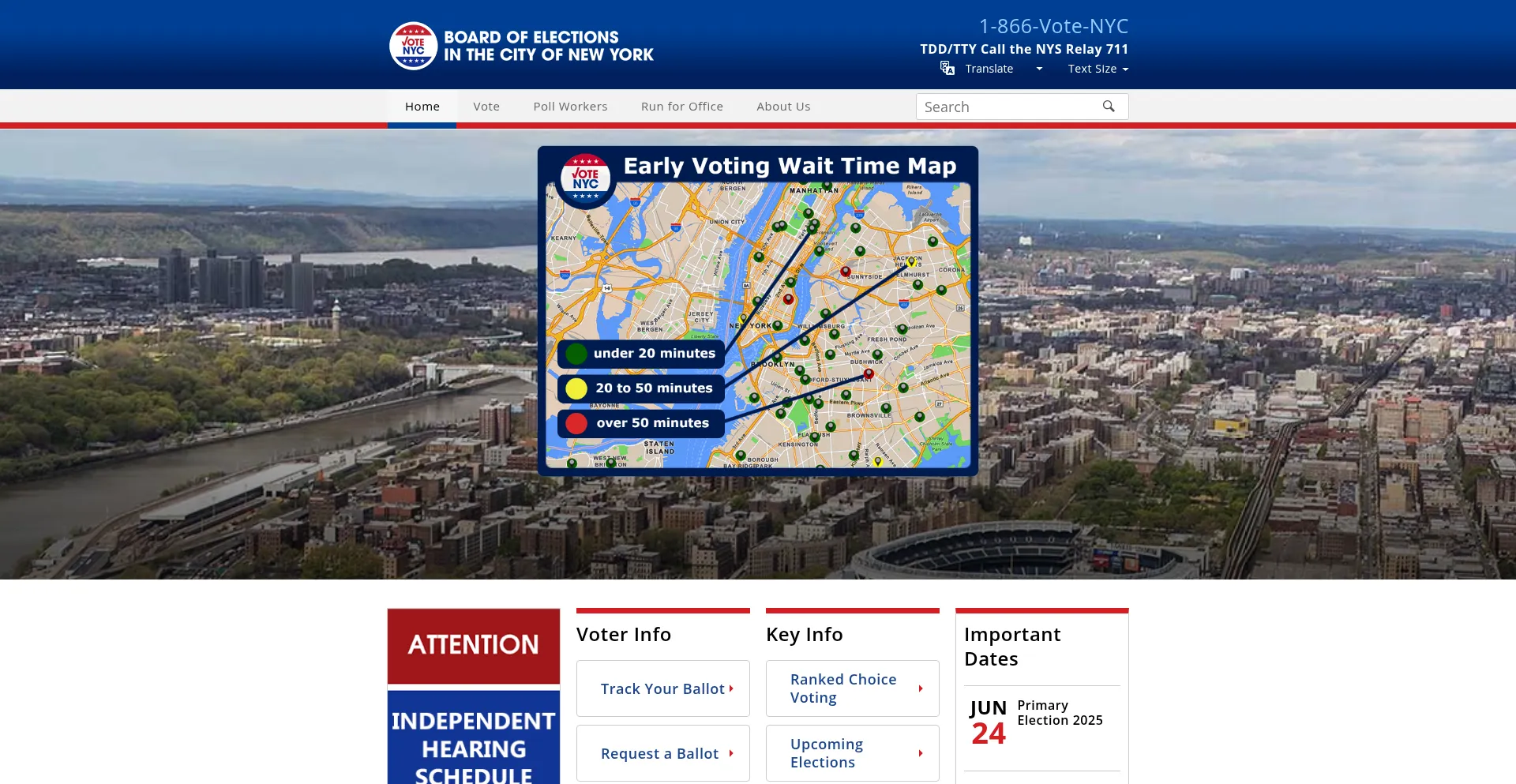 Website screenshot of Vote.nyc