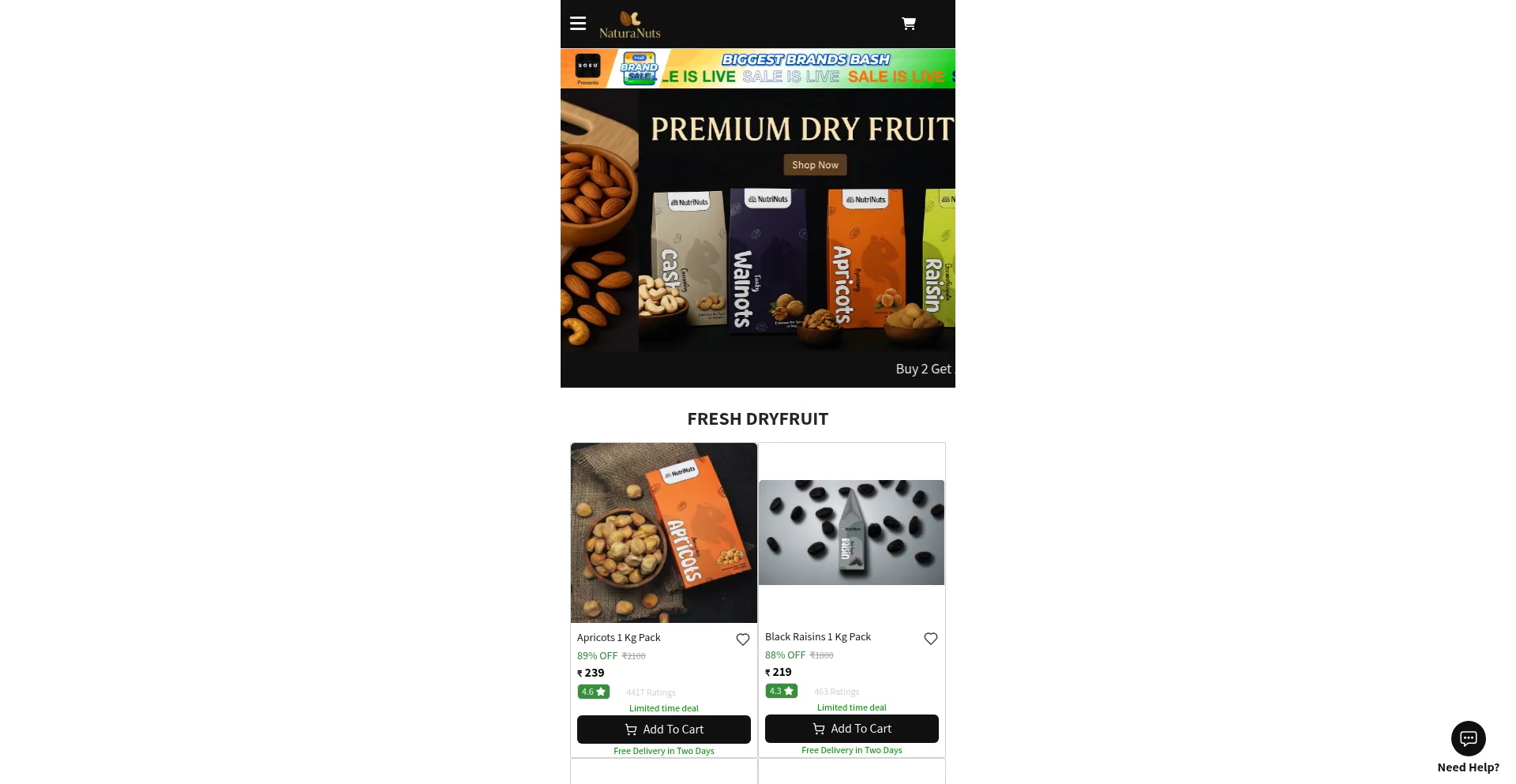 Website screenshot of Vristore.in