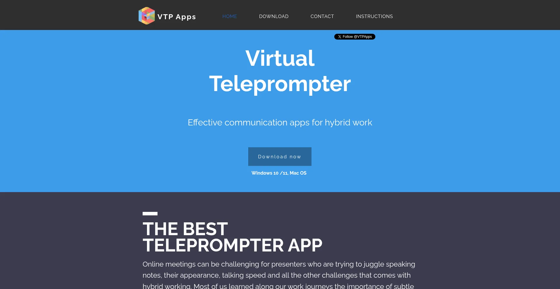 Website screenshot of Vtpapps.com