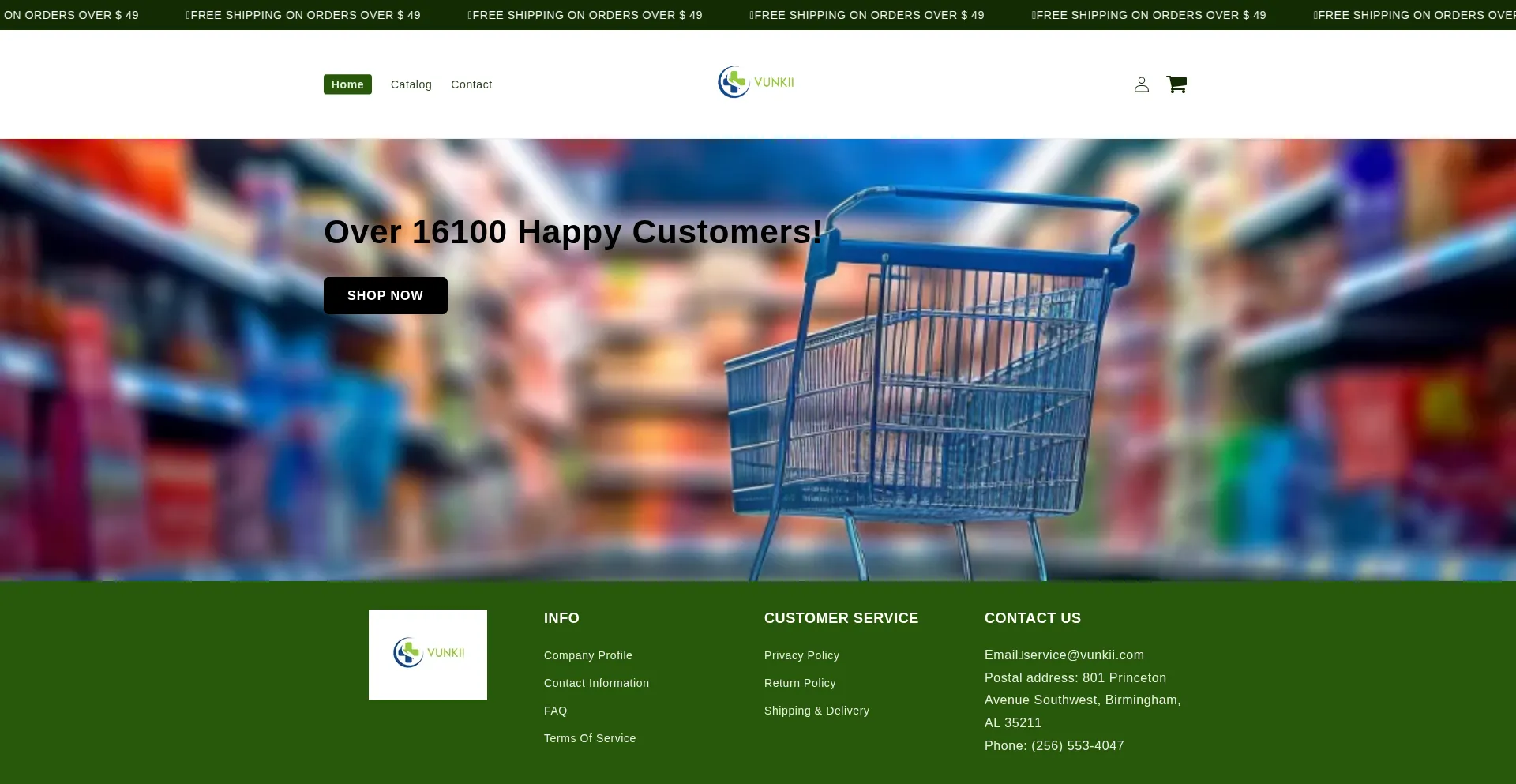 Website screenshot of Vunkii.com