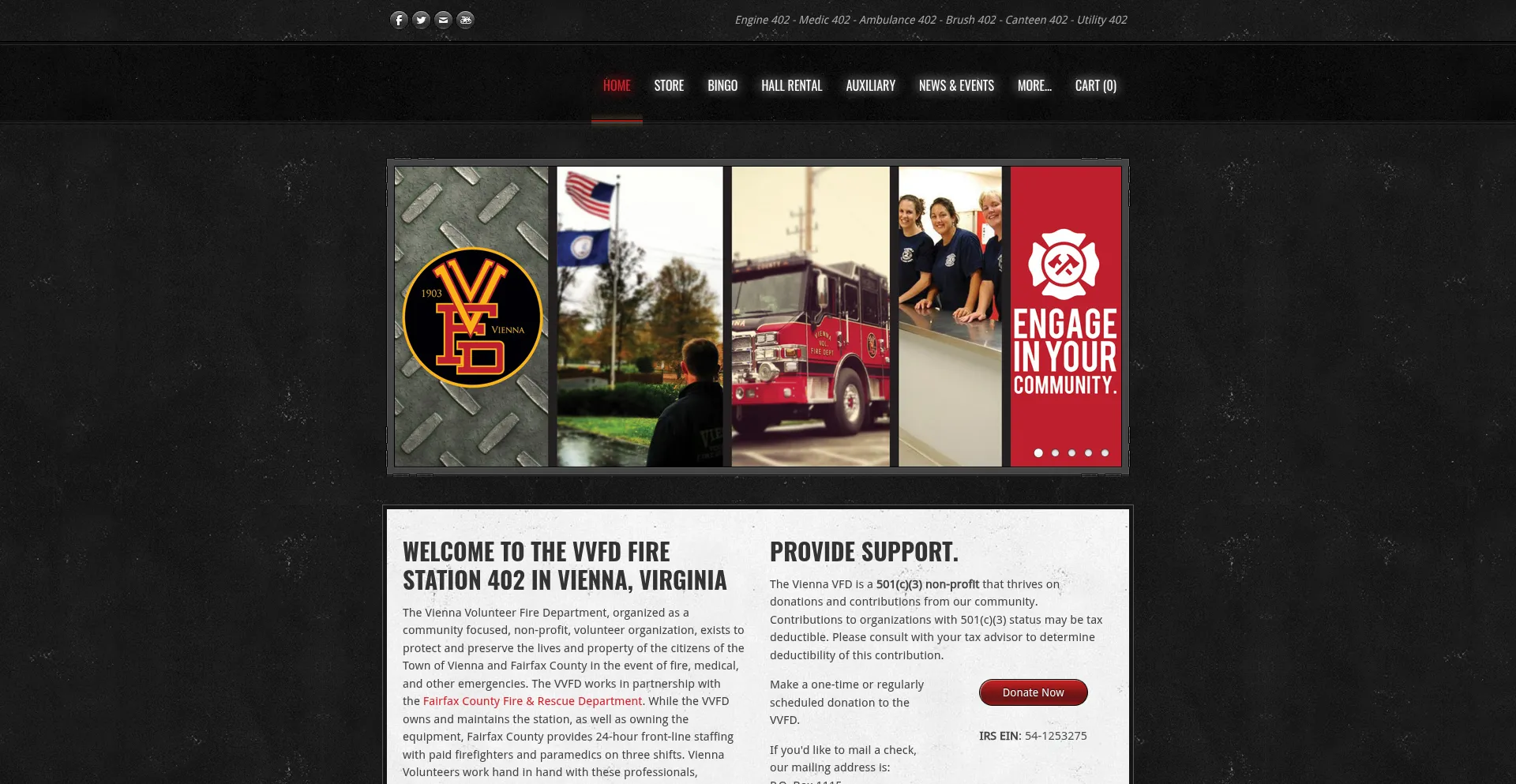 Website screenshot of Vvfd.org