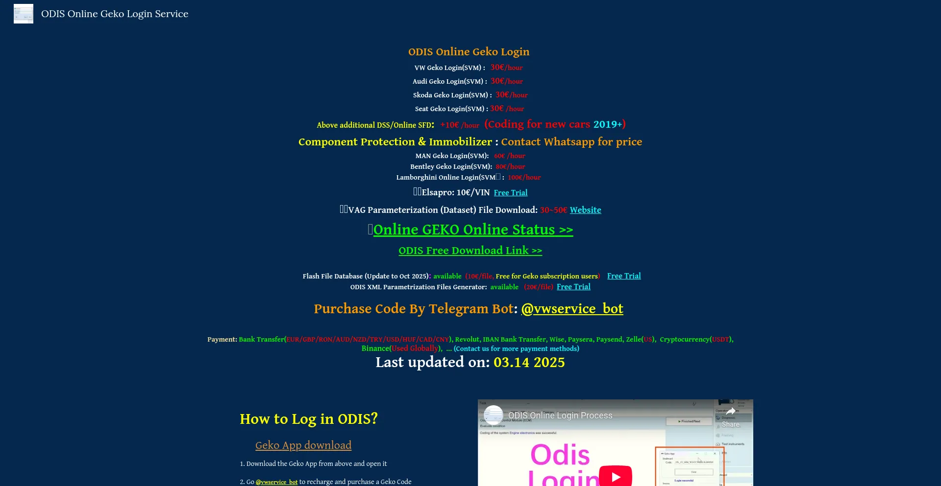 Website screenshot of Vw-geko.com