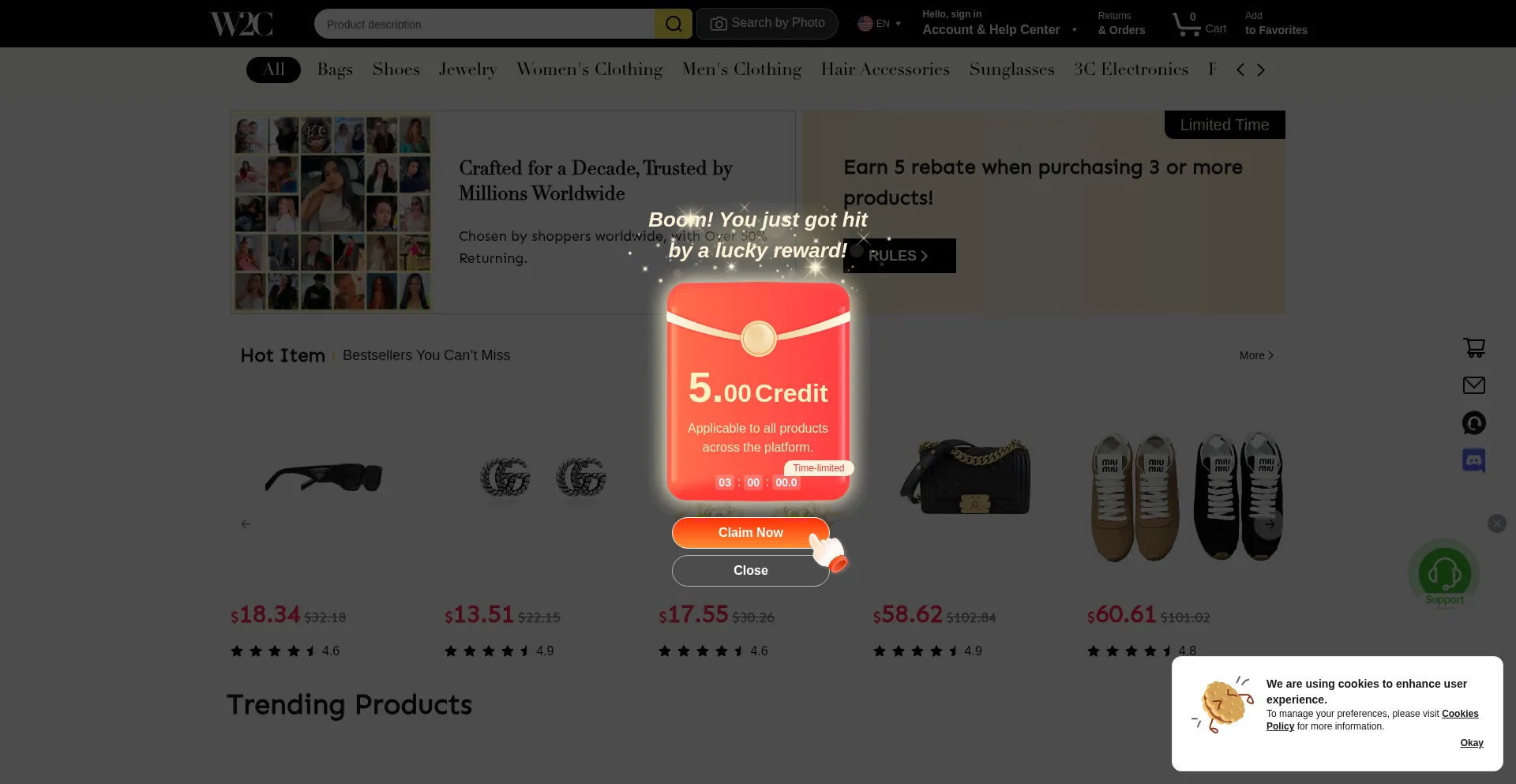 Website screenshot of W2c.buzz