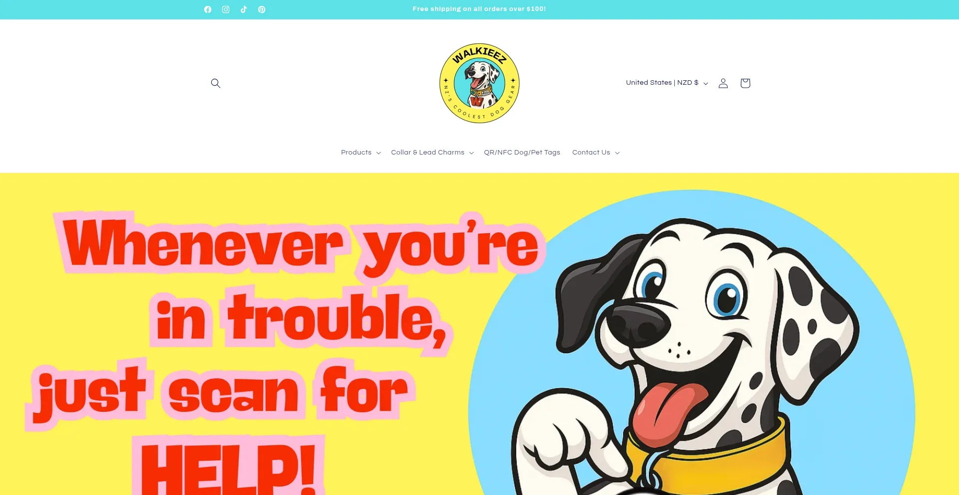 Website screenshot of Walkieez.com