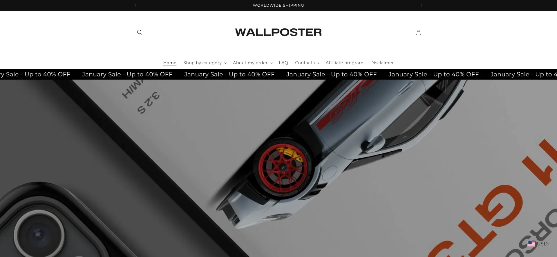 Website screenshot of Wallposter.store