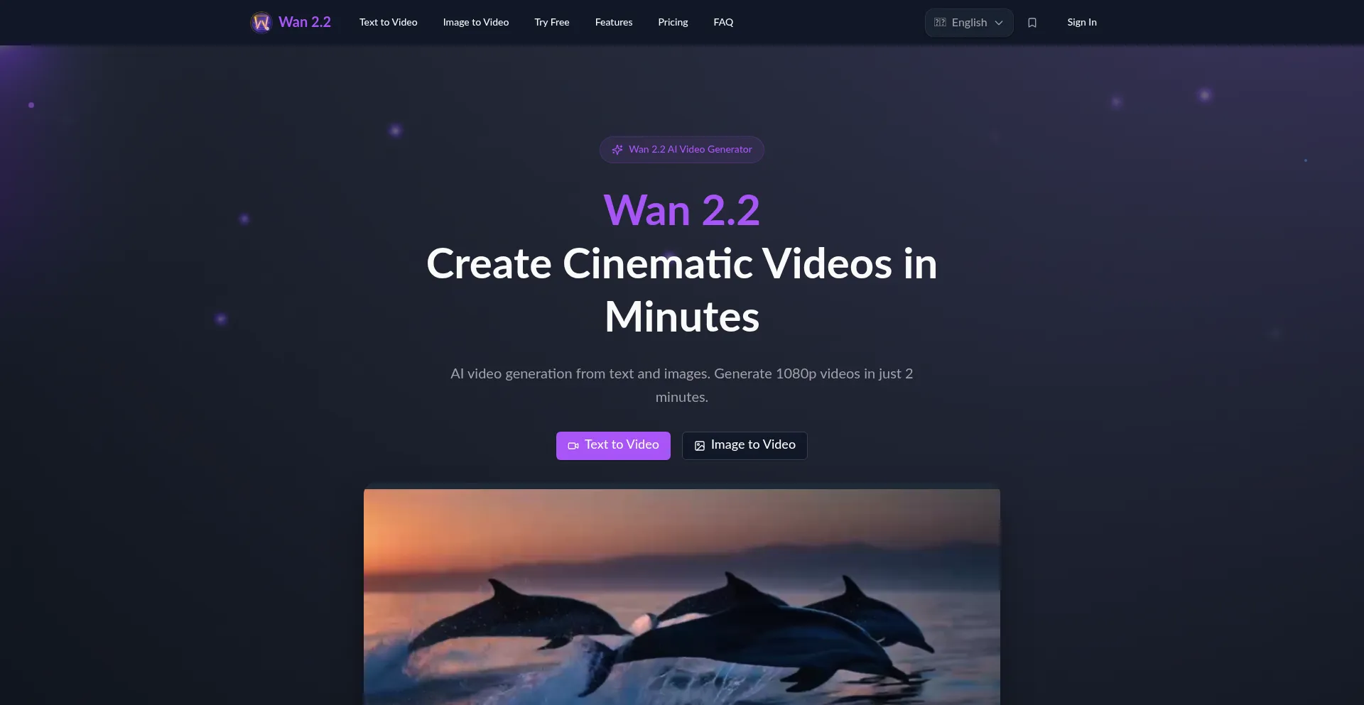 Website screenshot of Wan22.pro