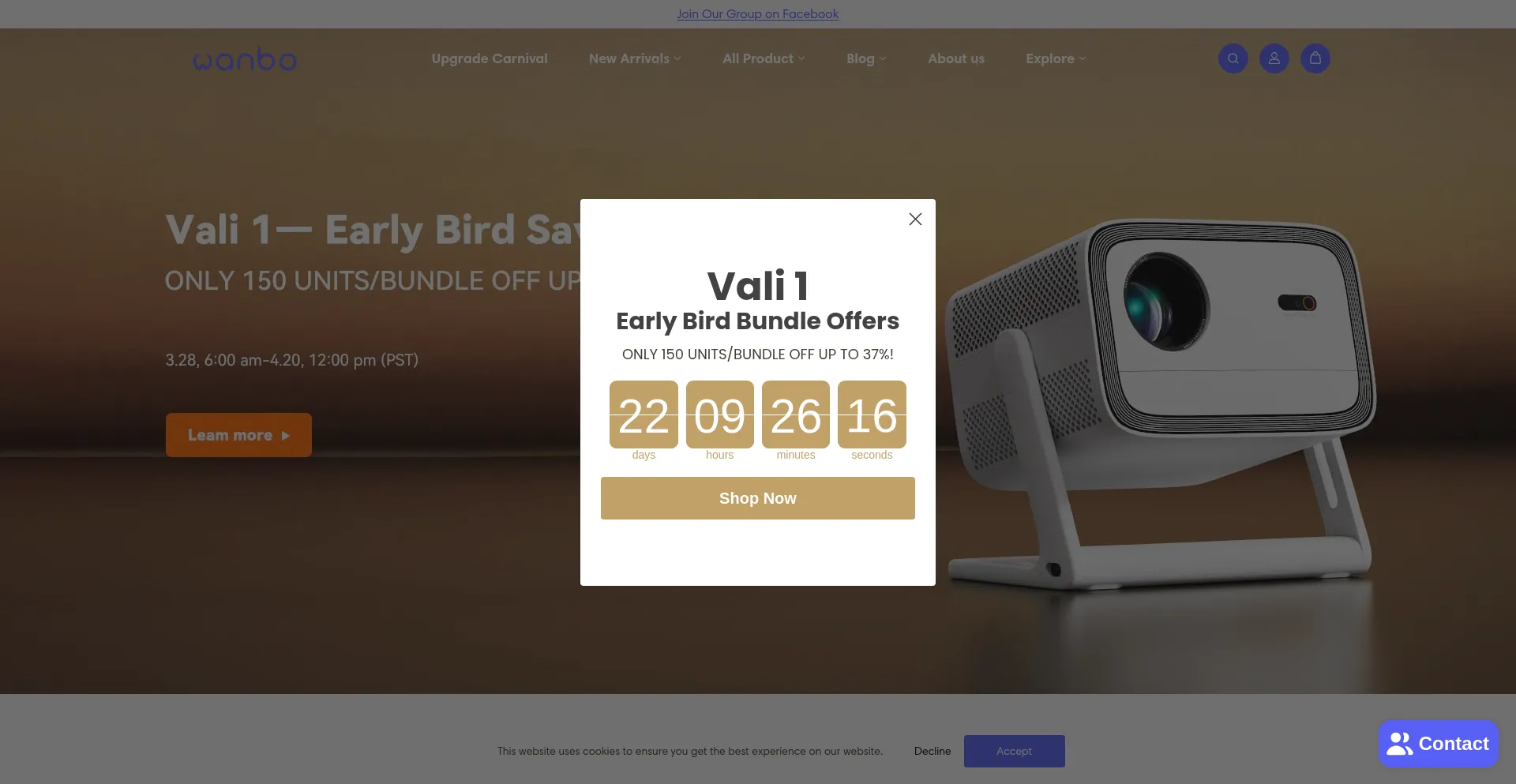 Website screenshot of Wanbo.cn