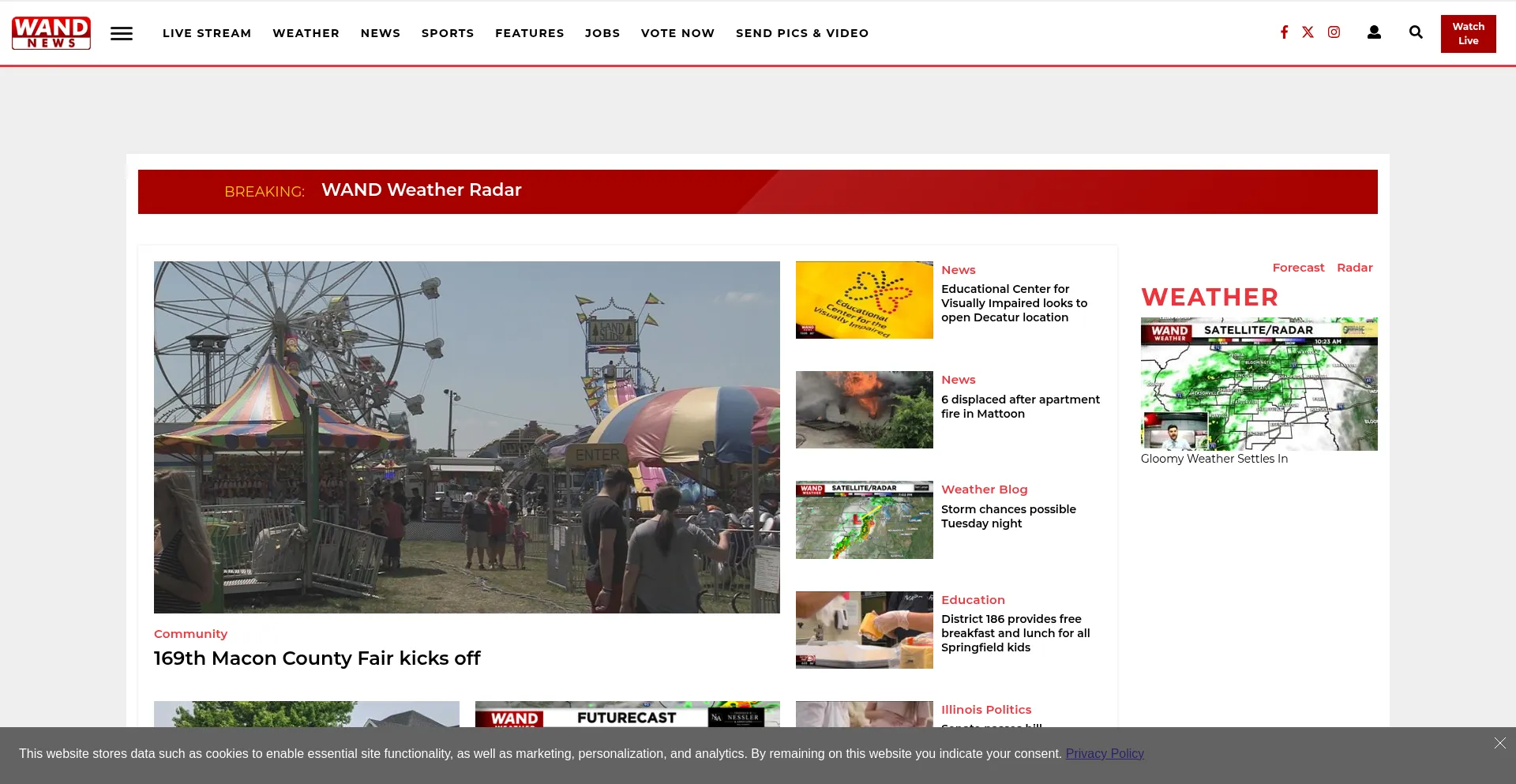 Website screenshot of Wandtv.com