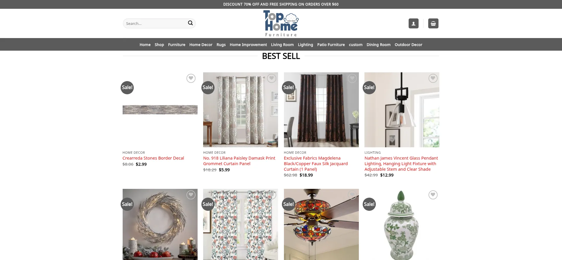 Website screenshot of Warehouse-homedecor.com