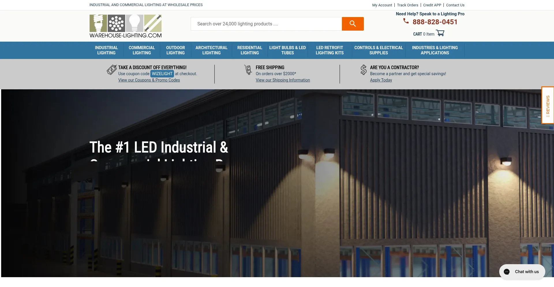 Website screenshot of Warehouse-lighting.com