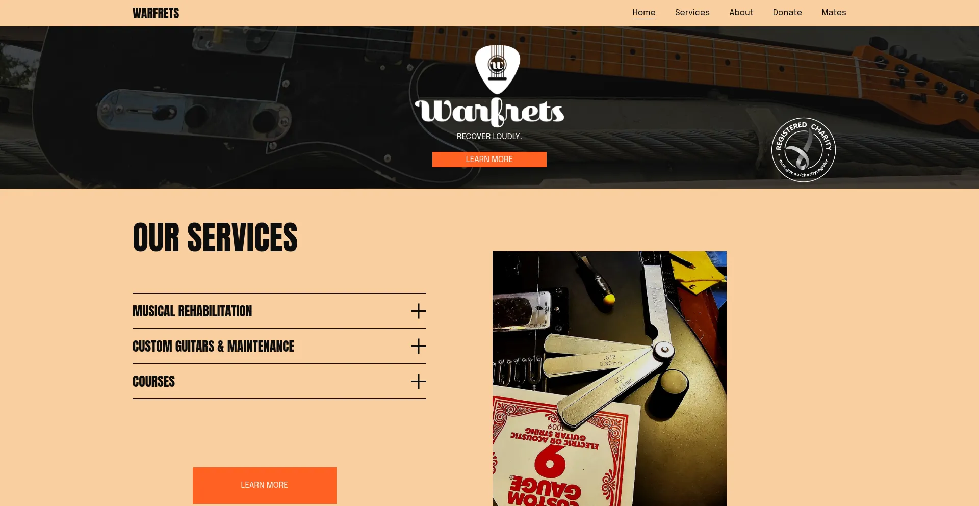 Website screenshot of Warfrets.com.au