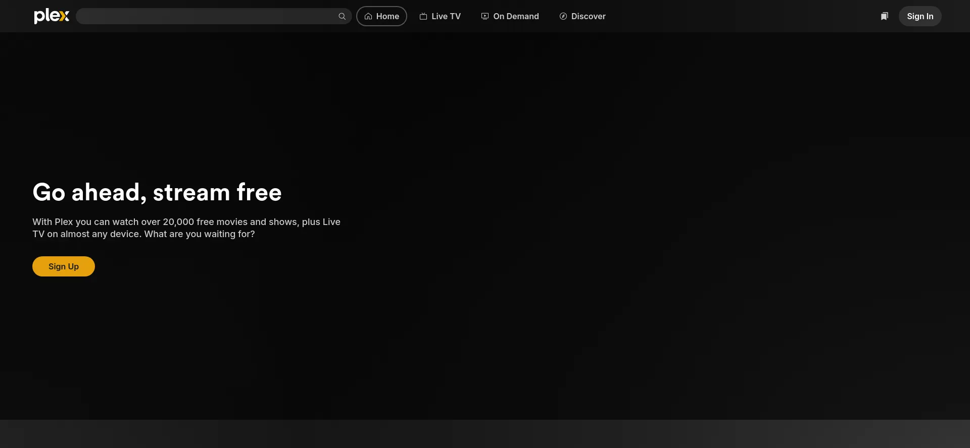 Website screenshot of Watch.plex.tv