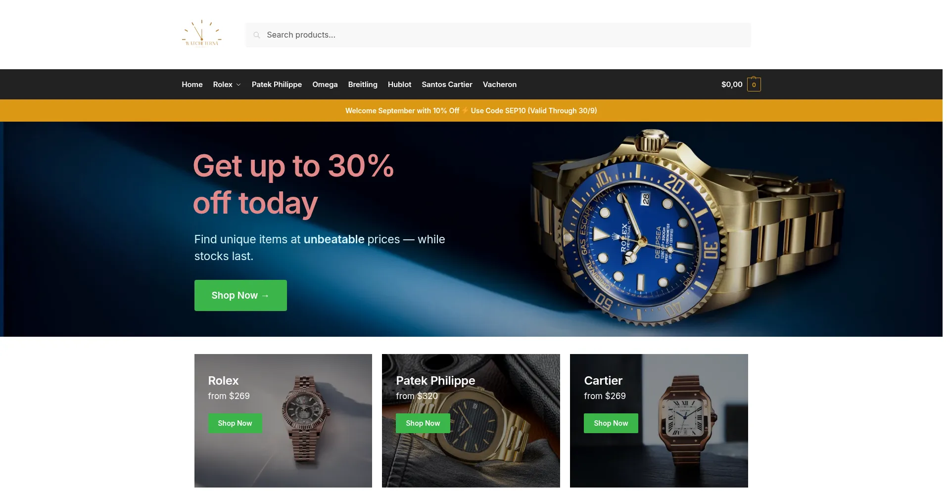Website screenshot of Watcheterna.com