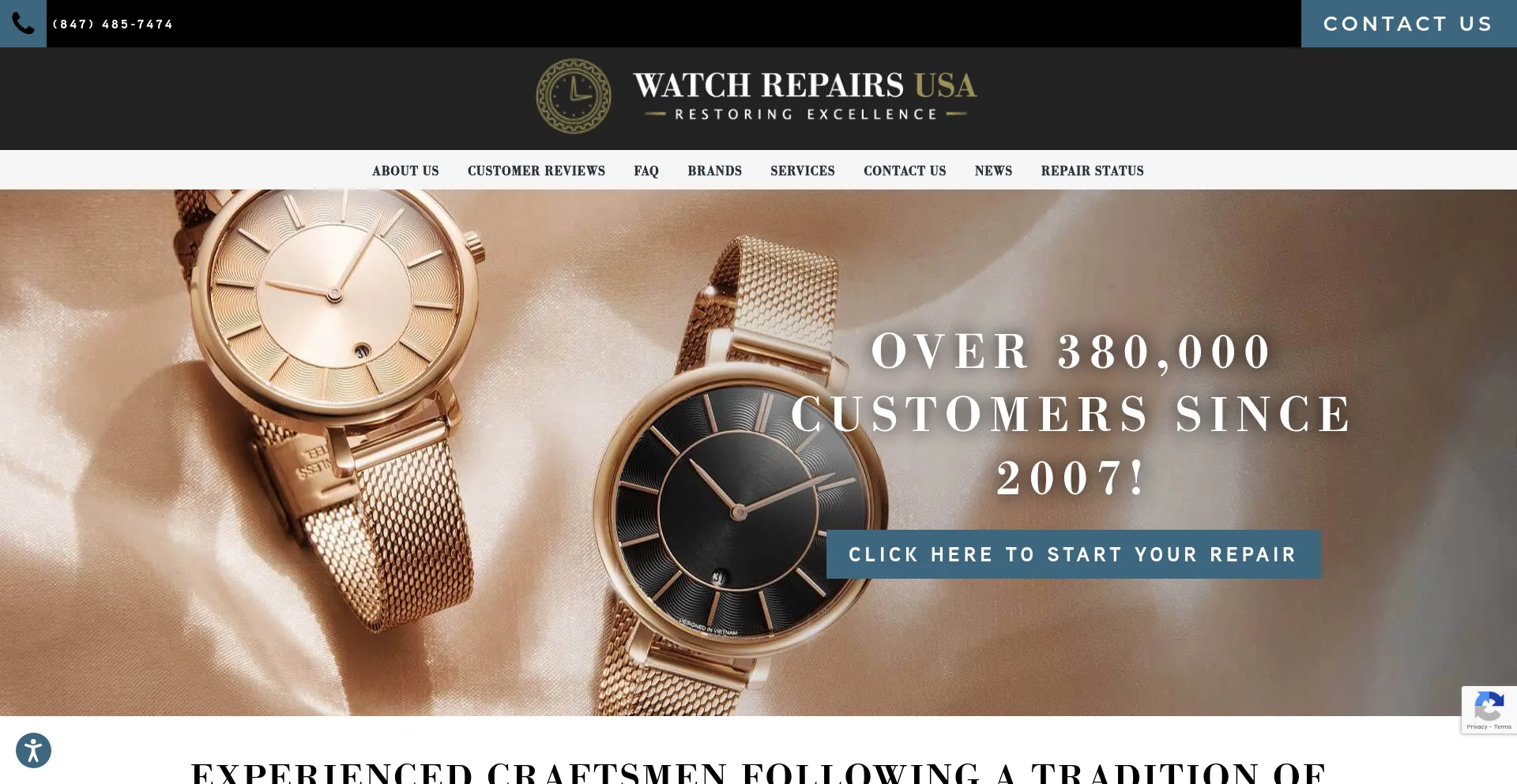 Website screenshot of Watchrepairsusa.com