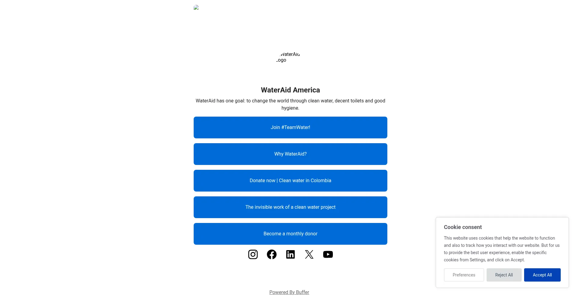 Website screenshot of Wateraidamerica.start.page