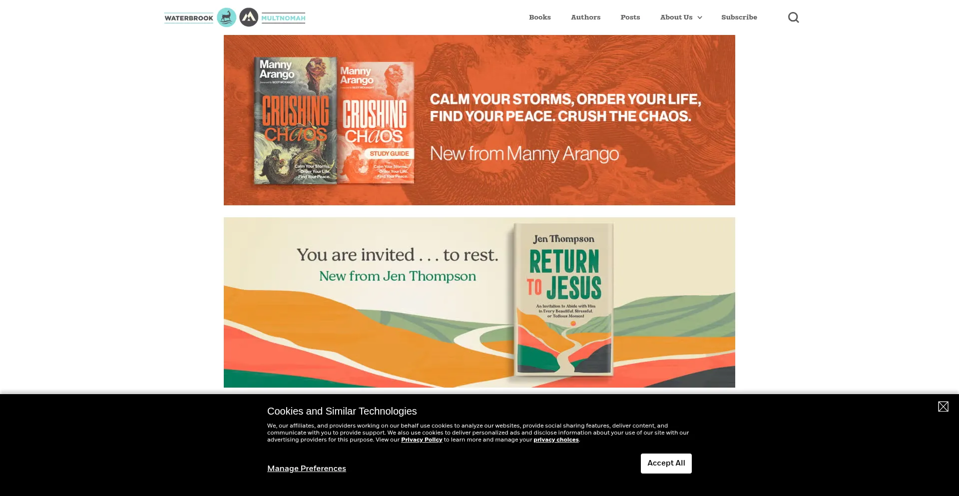 Website screenshot of Waterbrookmultnomah.com