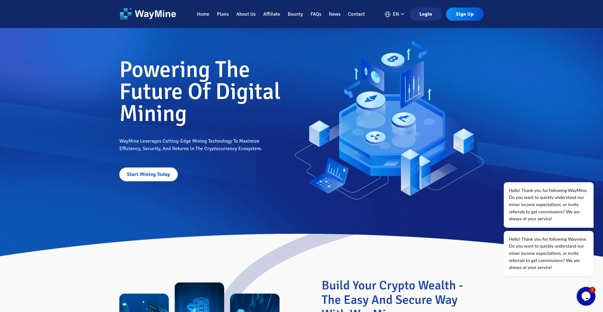 Website screenshot of Waymine.com