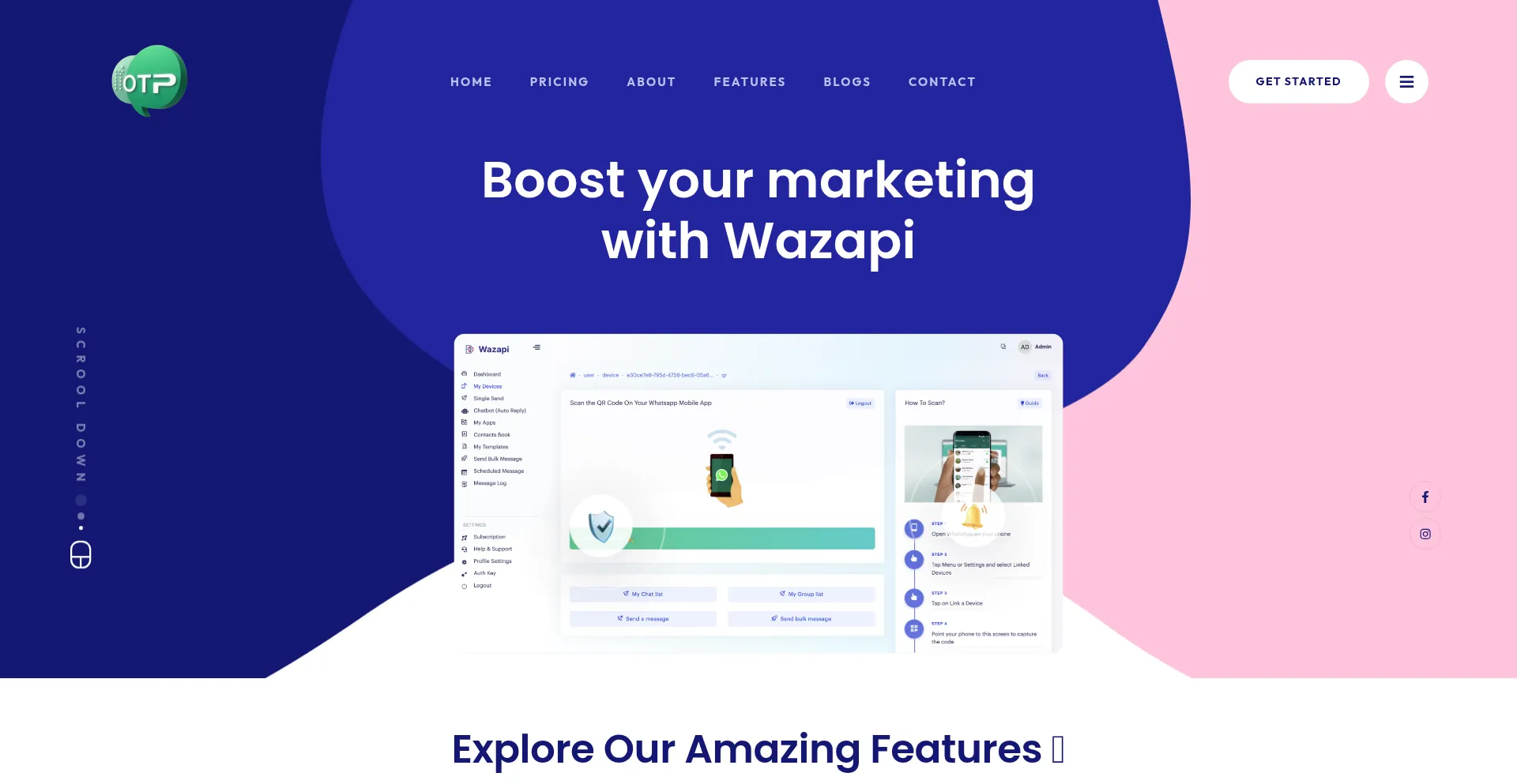 Website screenshot of Wazapi.id