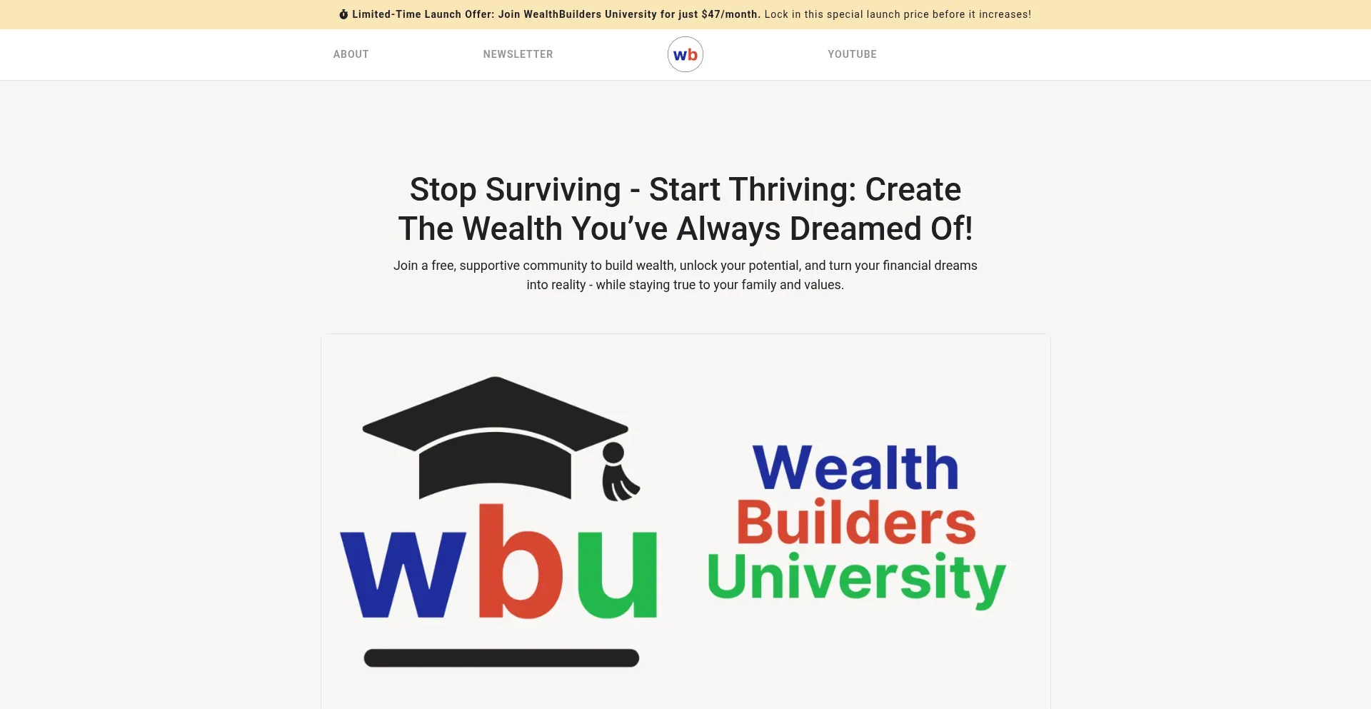 Website screenshot of Wealthbuilders.cc
