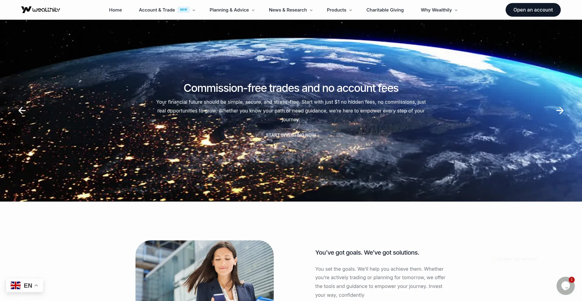 Website screenshot of Wealthily.com