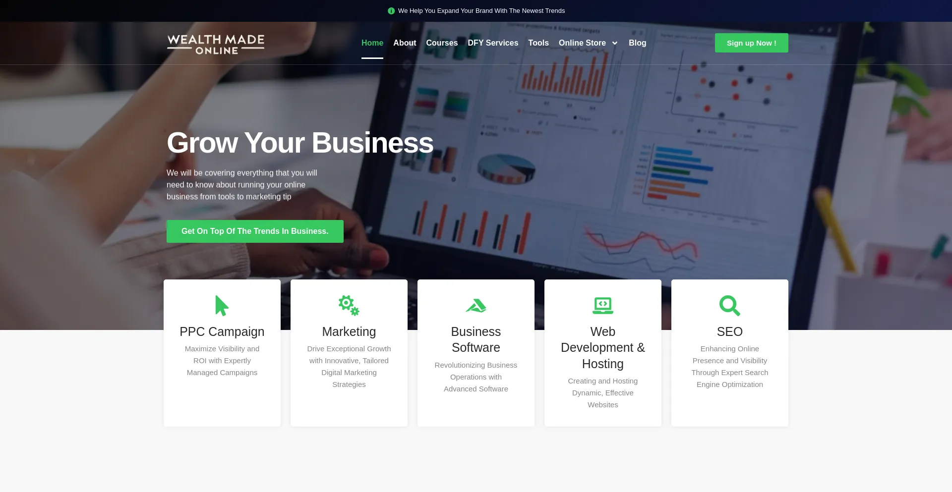 Website screenshot of Wealthmadeonline.com