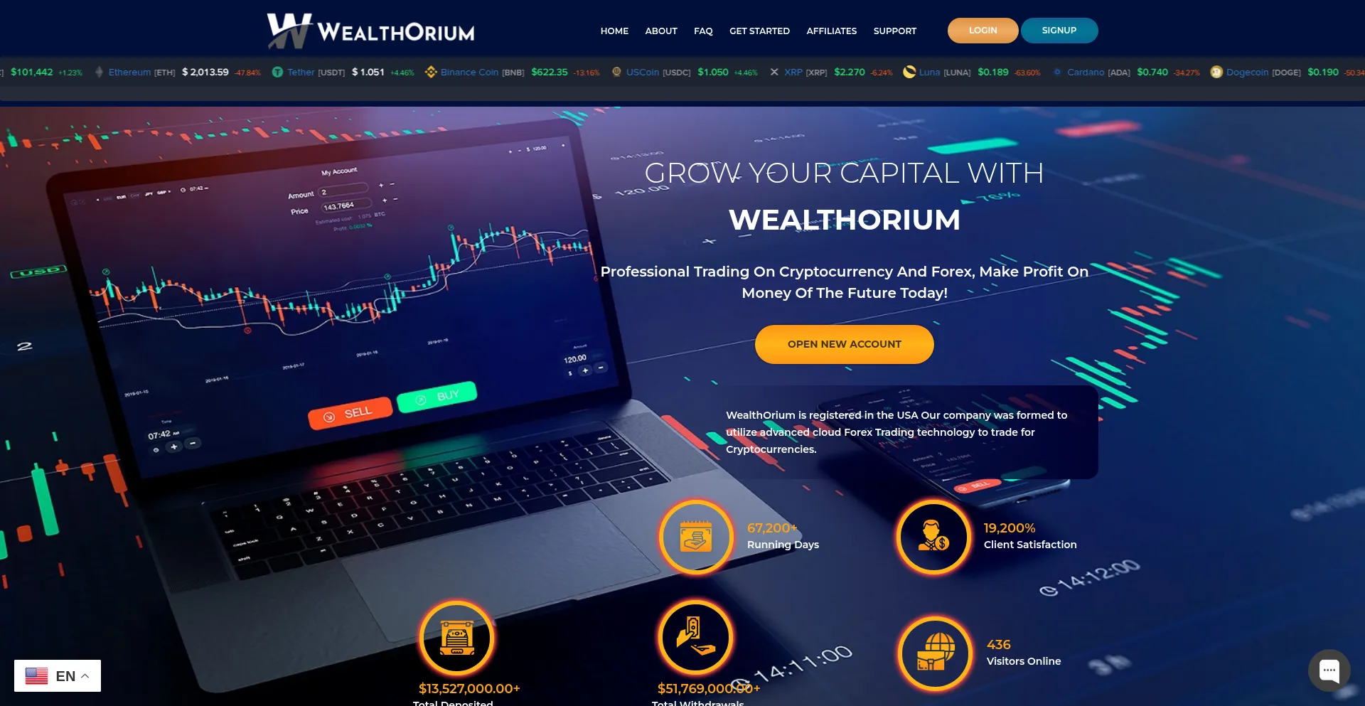 Website screenshot of Wealthorium.net