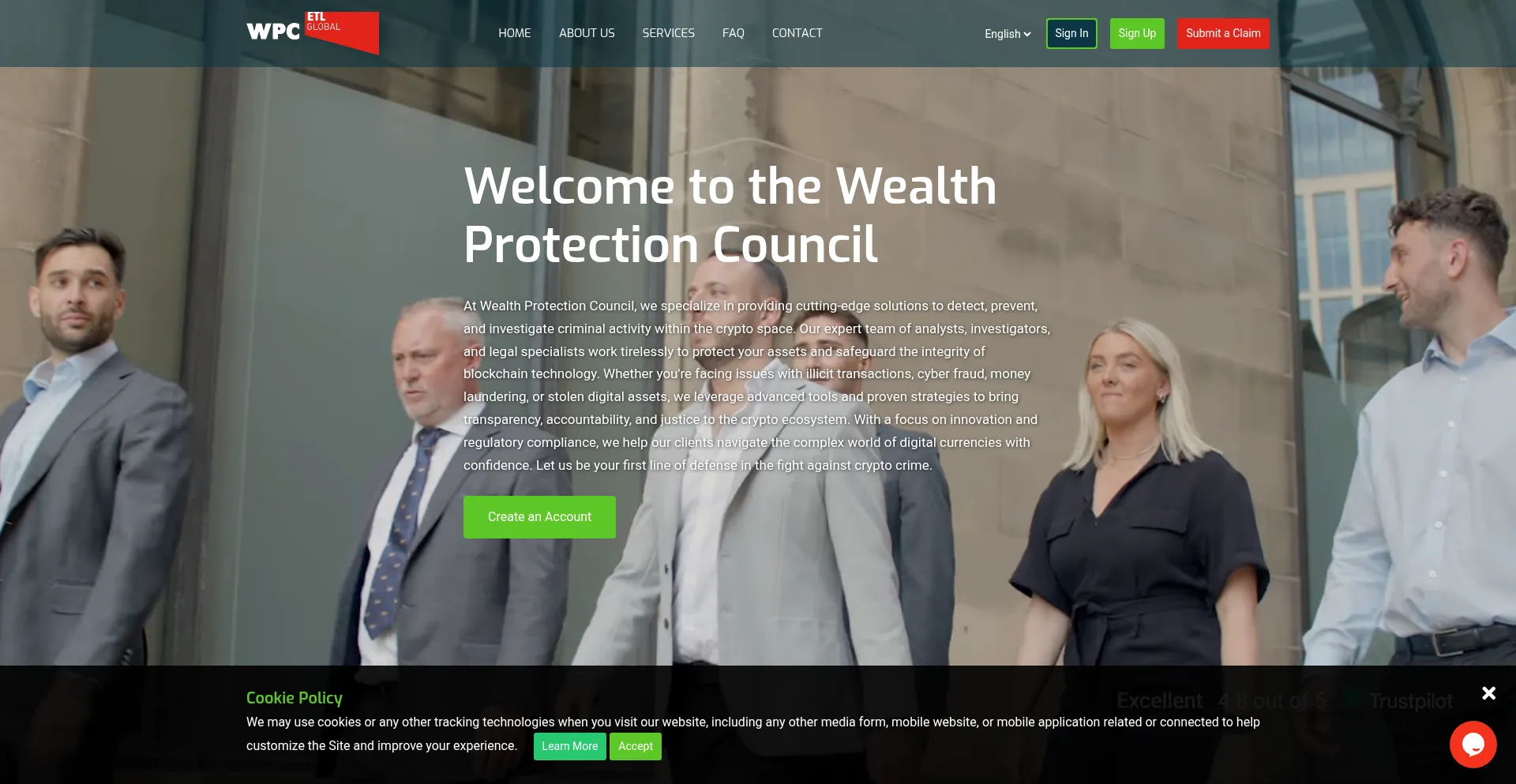 Website screenshot of Wealthprotectioncouncil.com