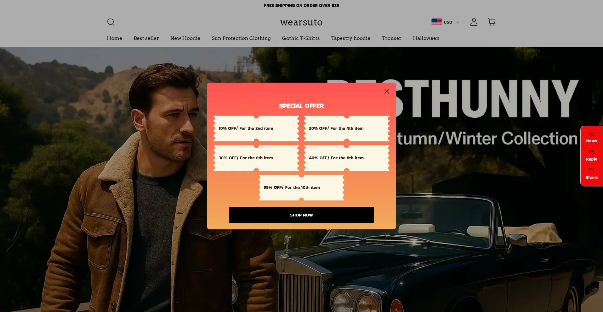 Website screenshot of Wearsuto.com