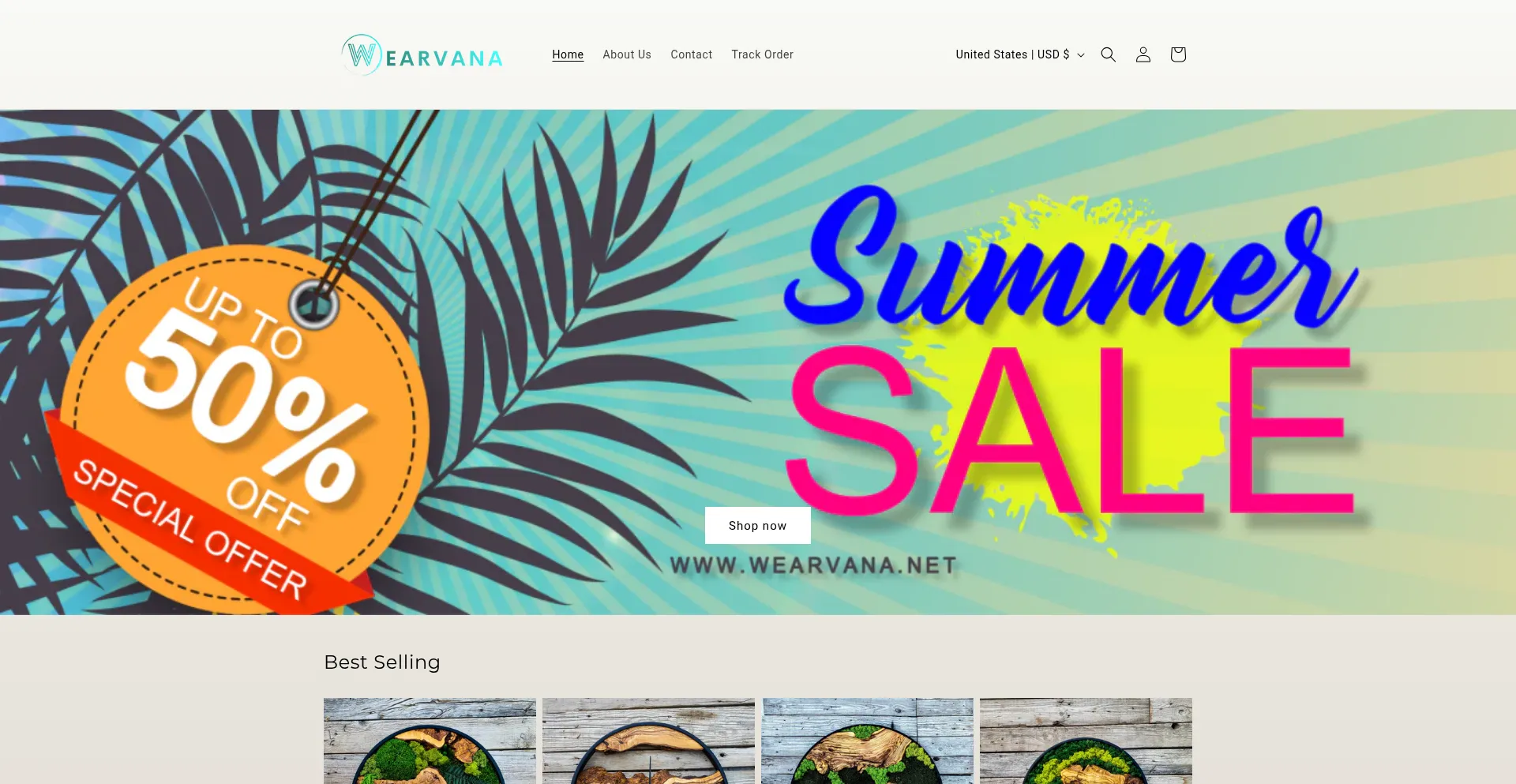 Website screenshot of Wearvana.net
