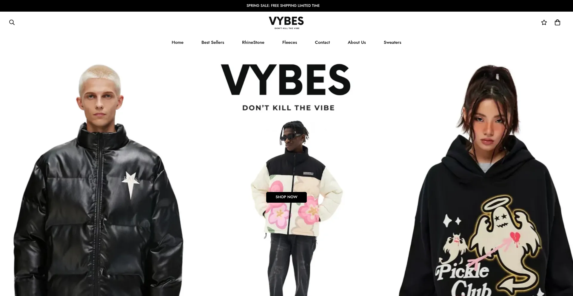 Website screenshot of Wearvybes.com