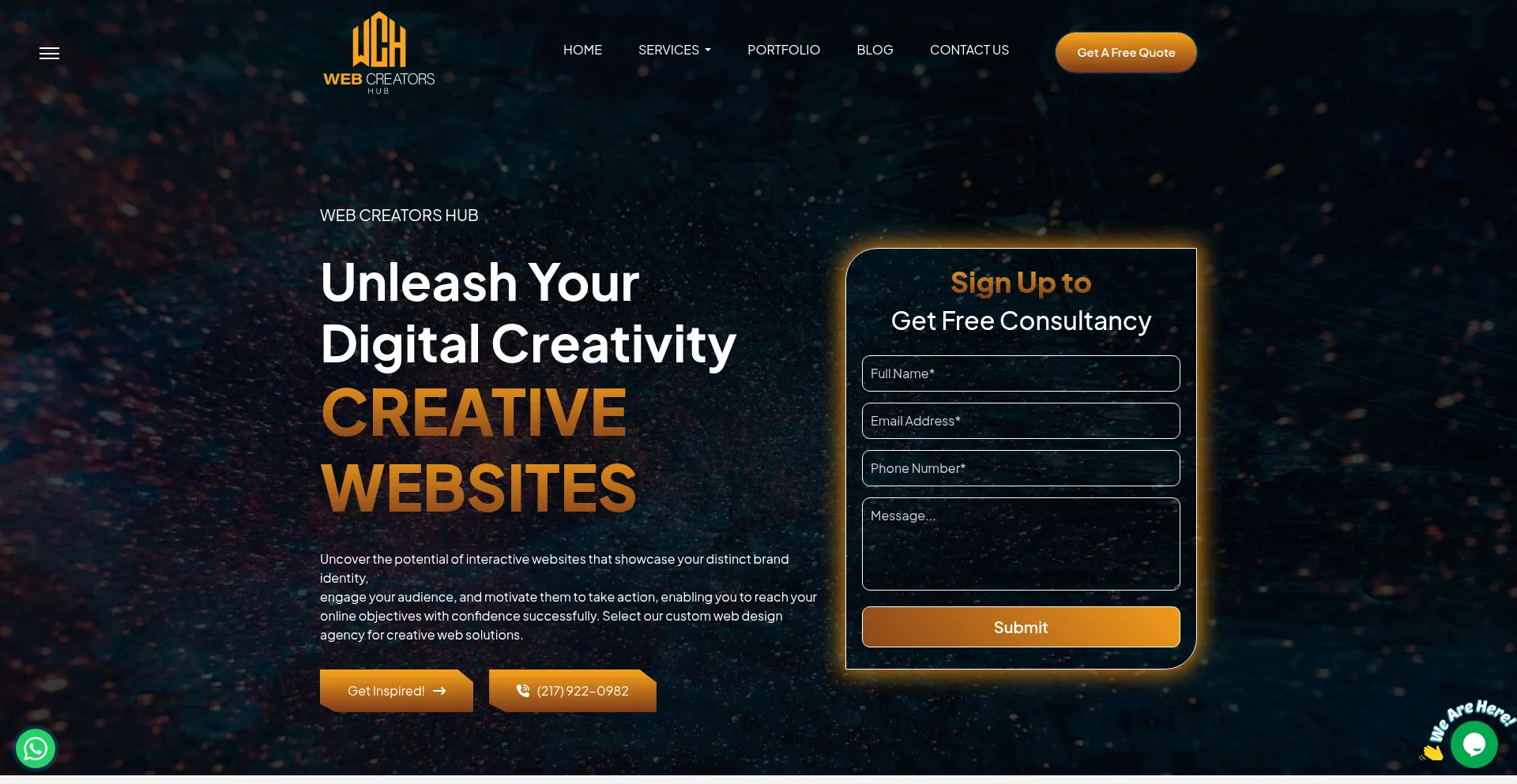 Website screenshot of Webcreatorshub.com