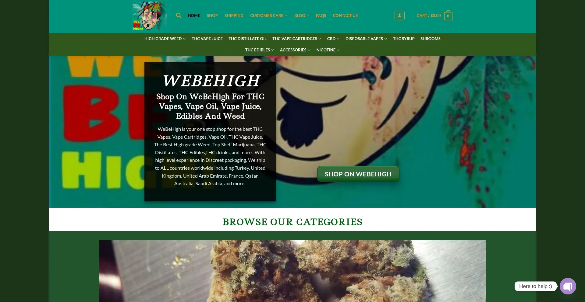 Website screenshot of Webehigh.me