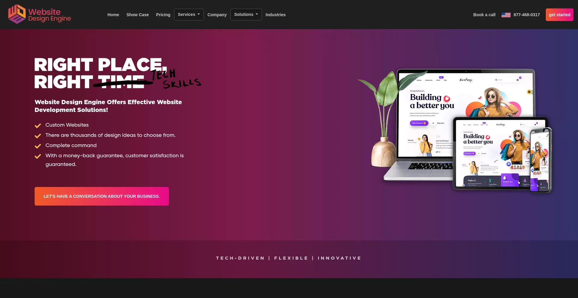 Website screenshot of Websitedesignengine.com