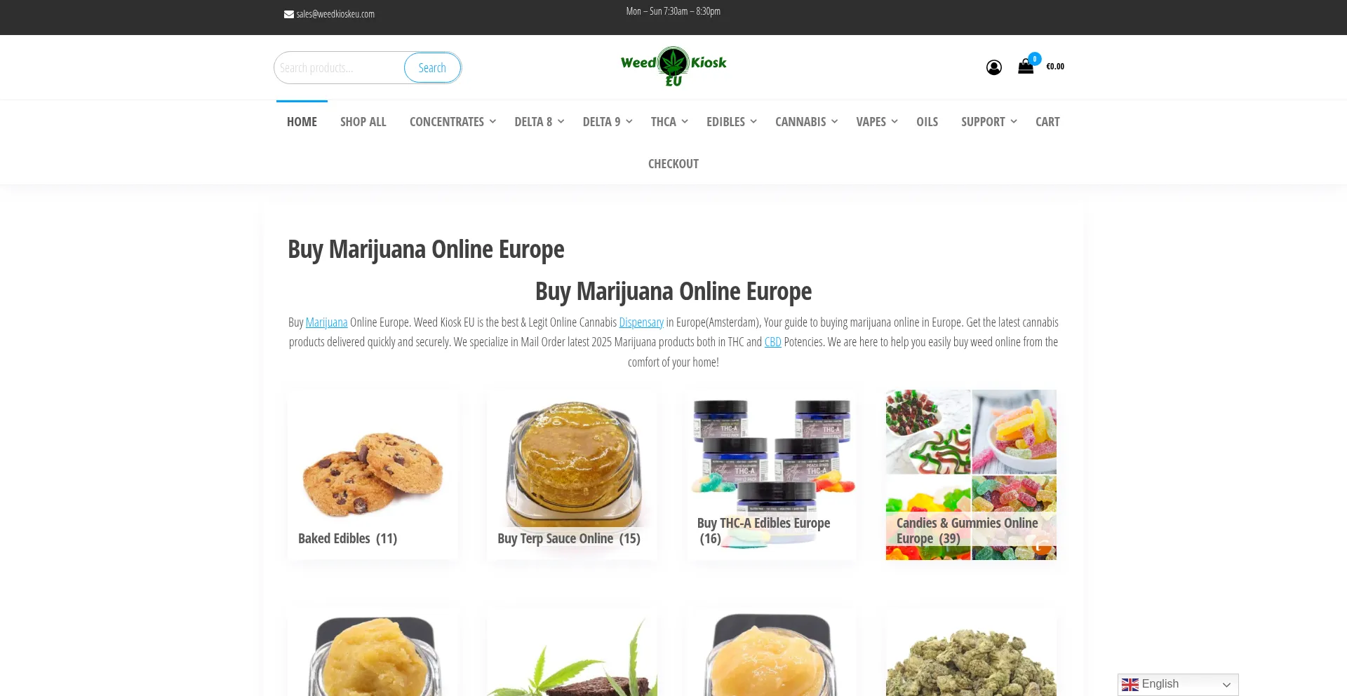 Website screenshot of Weedkioskeu.com