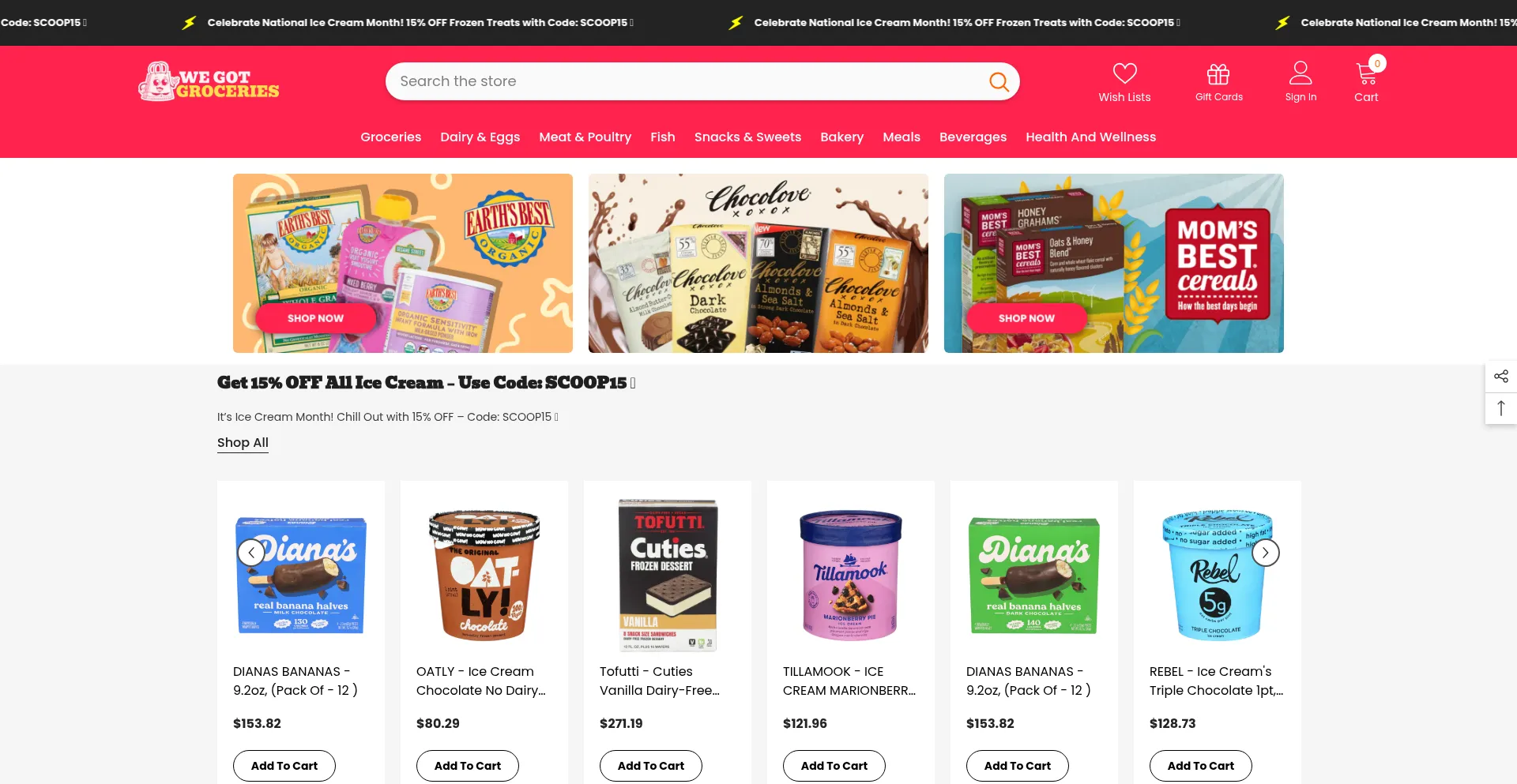 Website screenshot of Wegotgroceries.com