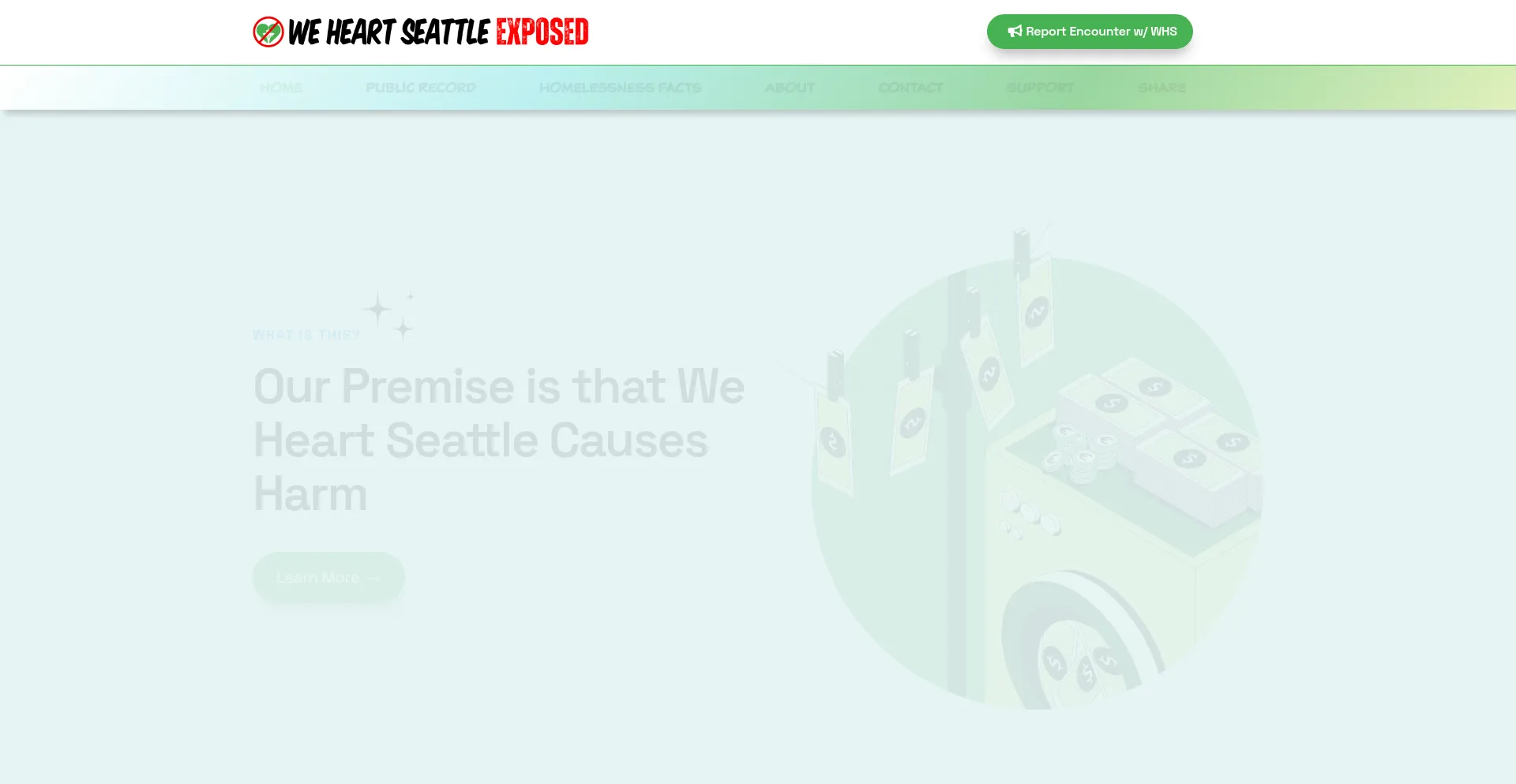 Website screenshot of Weheartseattle.exposed
