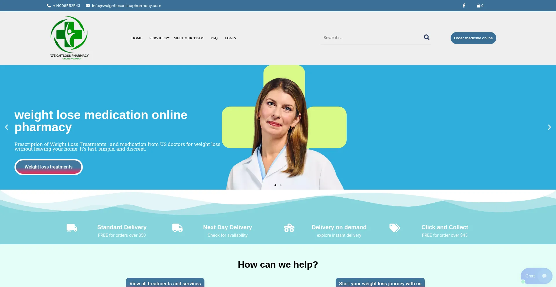 Website screenshot of Weightlosonlinepharmacy.com
