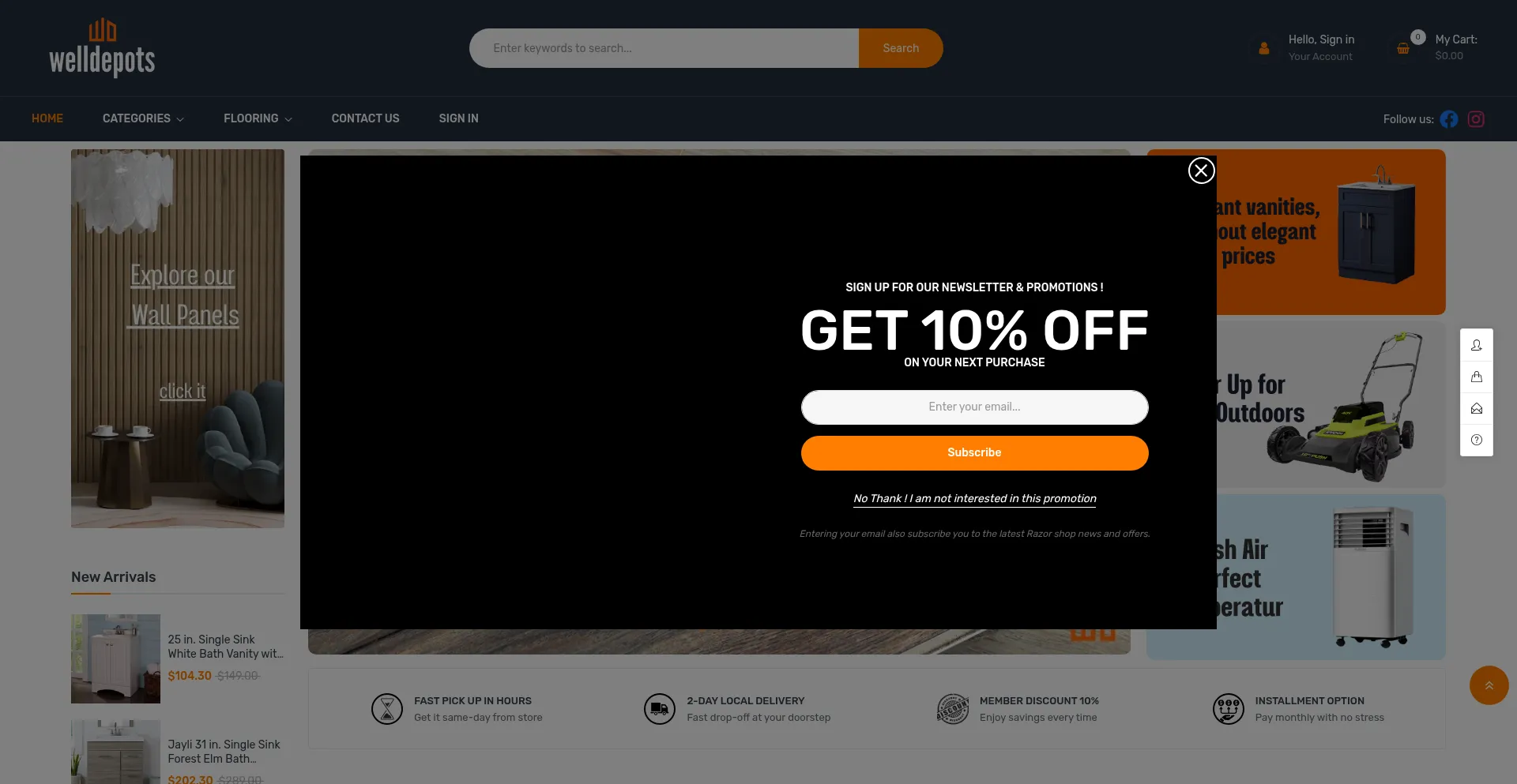 Website screenshot of Welldepots.com