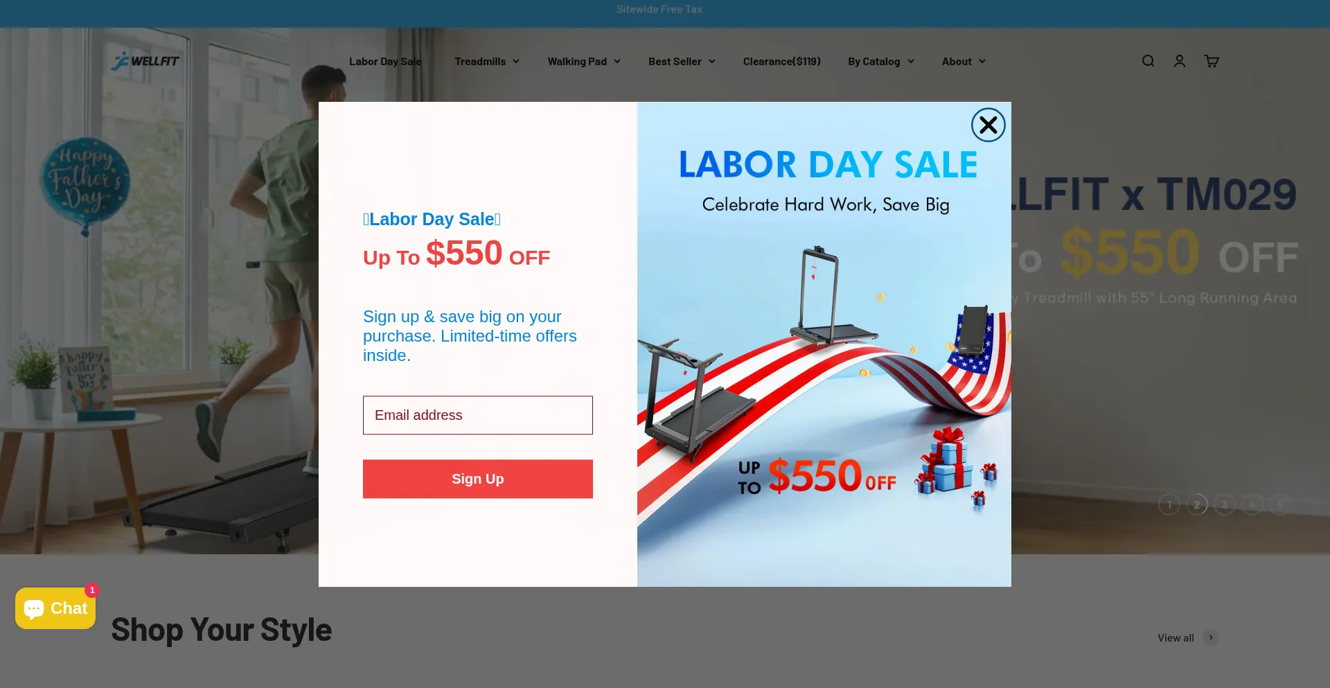 Website screenshot of Wellfittreadmill.com