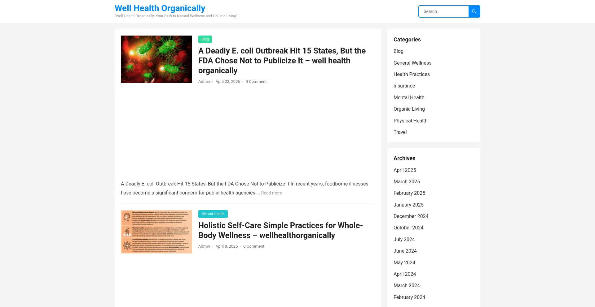 Website screenshot of Wellhealthorganically.in