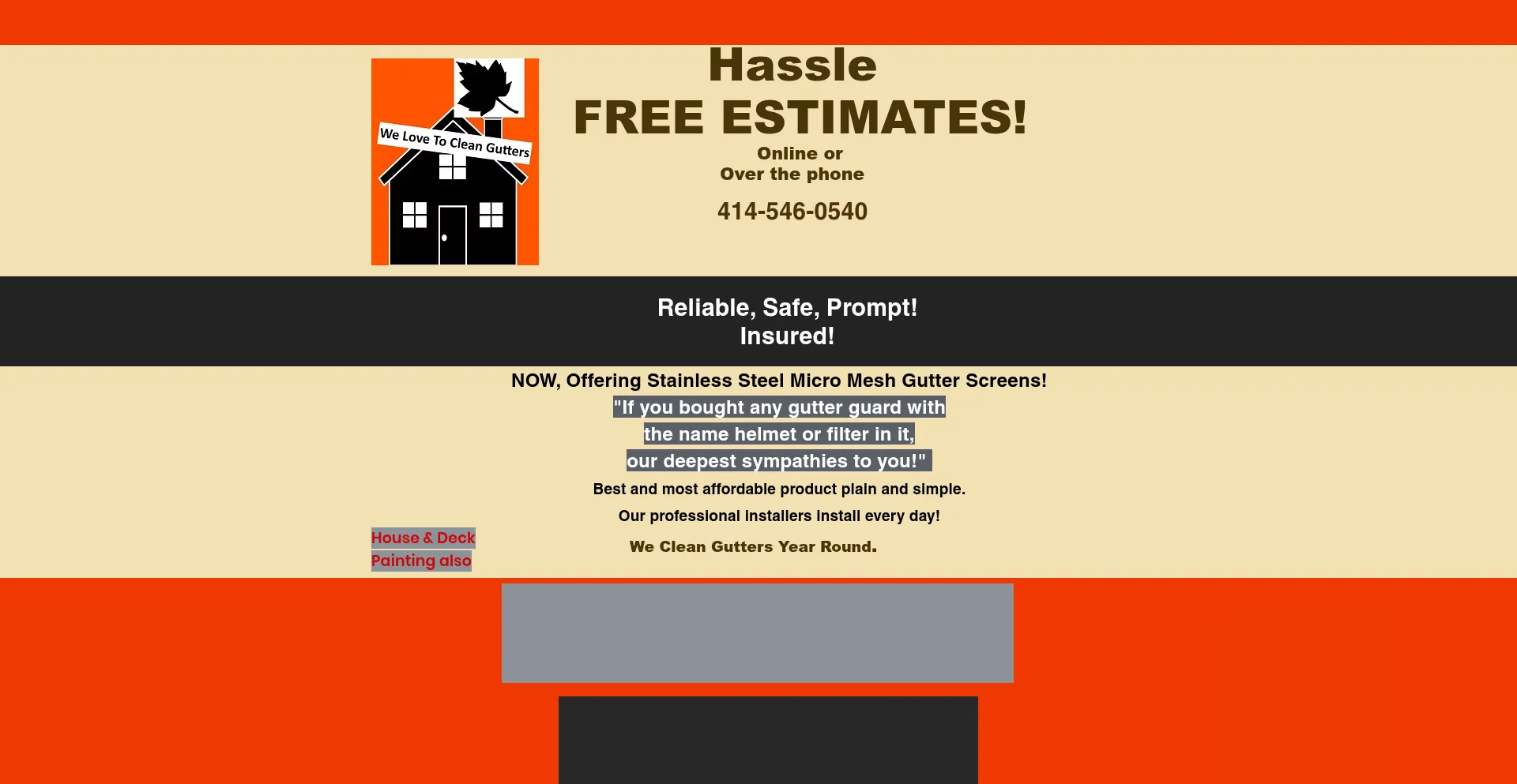 Website screenshot of Welovetocleangutters.com